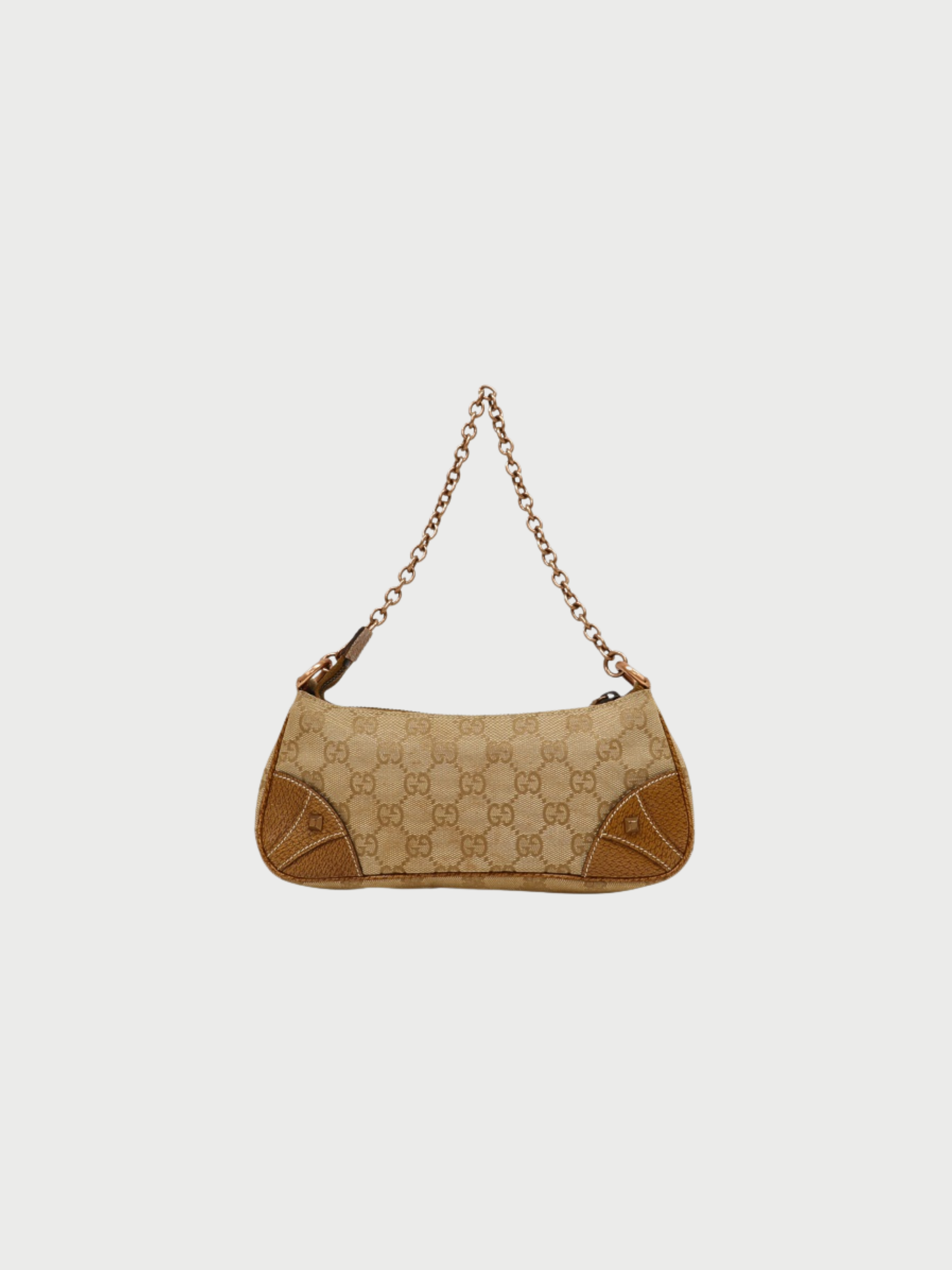 Gucci 2000s Beige GG Canvas Chain One-Shoulder Bag