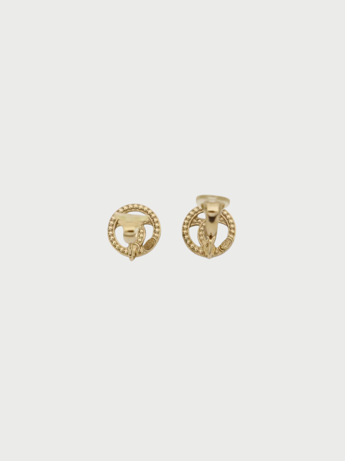 Chanel 2019 Gold Coco Rhinestone Round Earrings