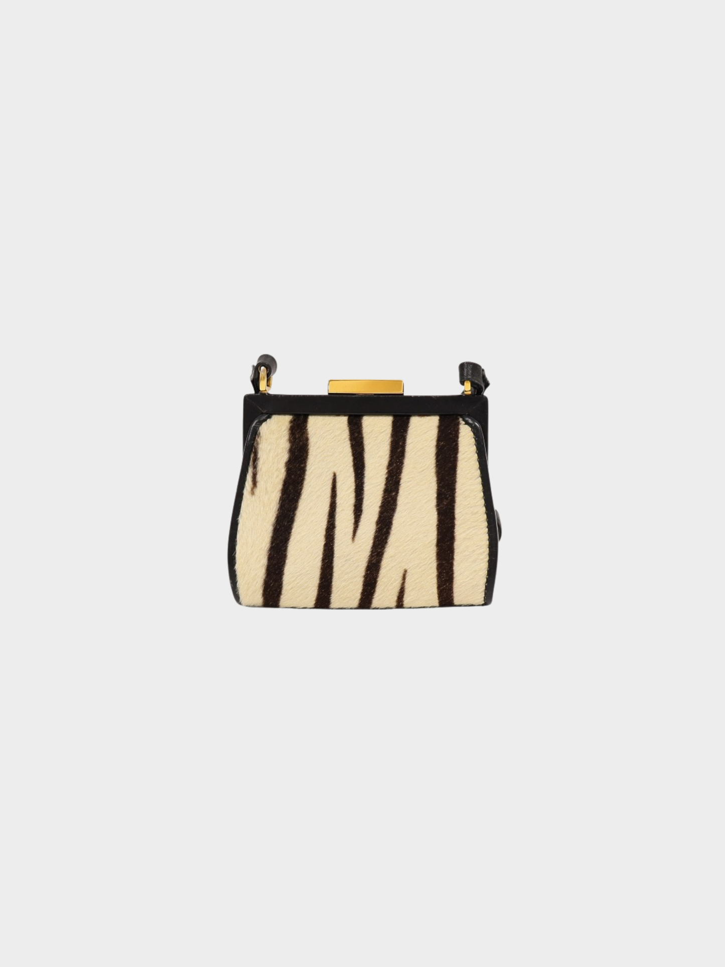 Gucci 2000s Ivory Brown Black Haircalf Leather Shoulder Bag