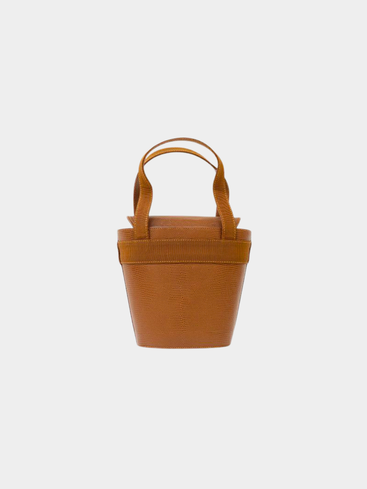 Salvatore Ferragamo 2000s Brown Lizard-Embossed Leather Vara Handbag