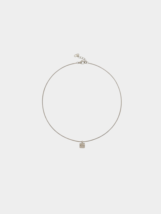 Christian Dior 2000s Silver CD Cube Necklace