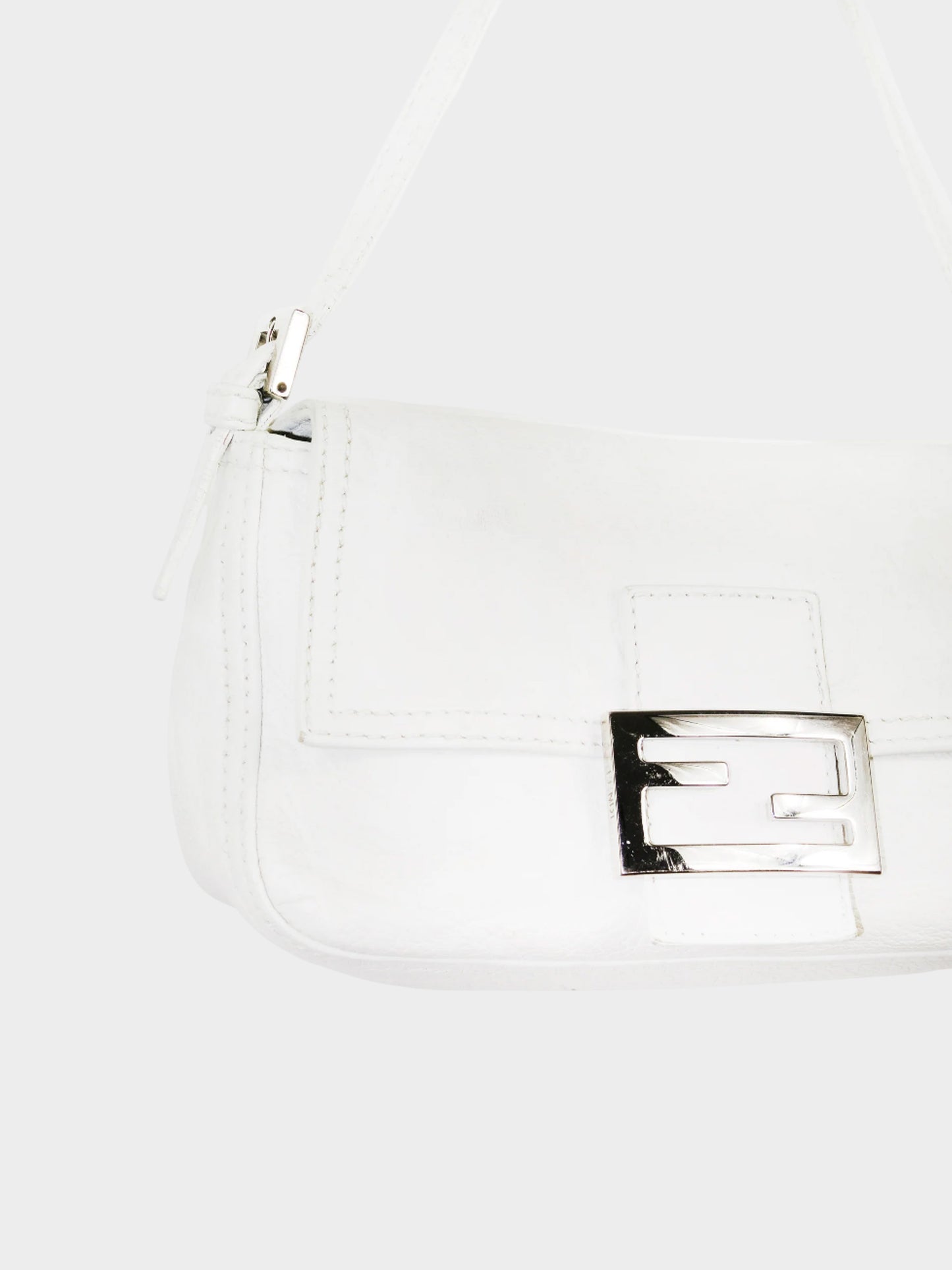 Fendi 2000s White Leather  Baguette