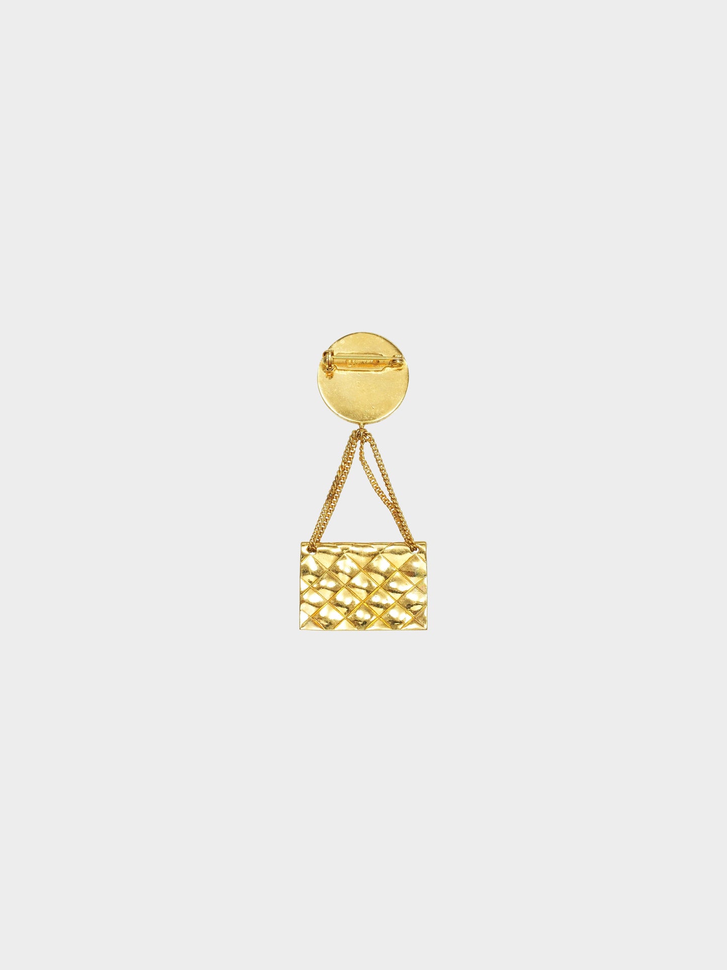 Chanel 1990s Gold CC Coin and Quilted Flap Brooch