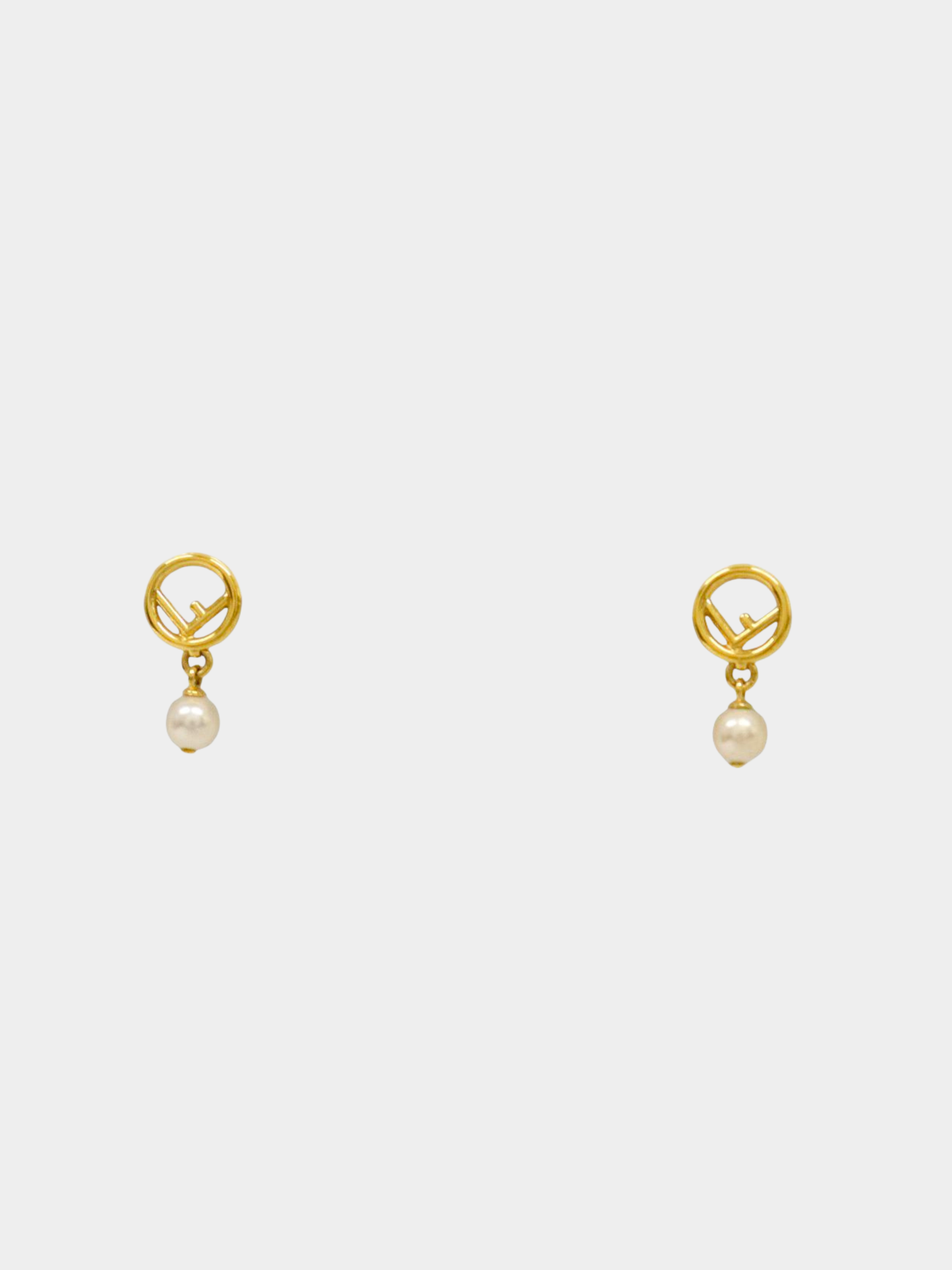 Fendi 2020s Gold F is Fendi Pearl Earrings