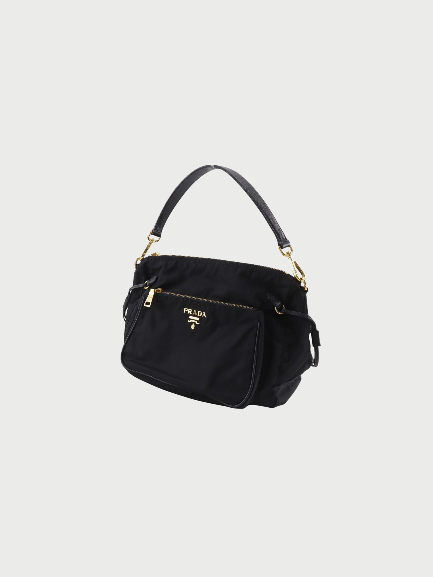 Prada 2000s Black Nylon Semi Shoulder Bag