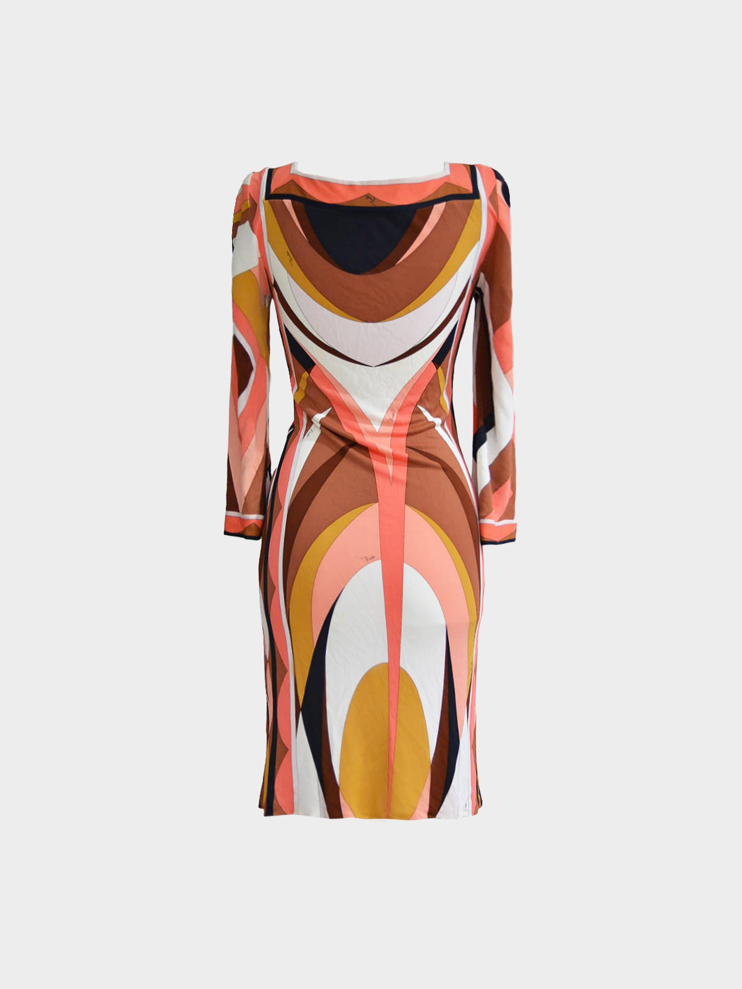 Emilio Pucci 2010s Multicolor All-over Print Square Neck Dress