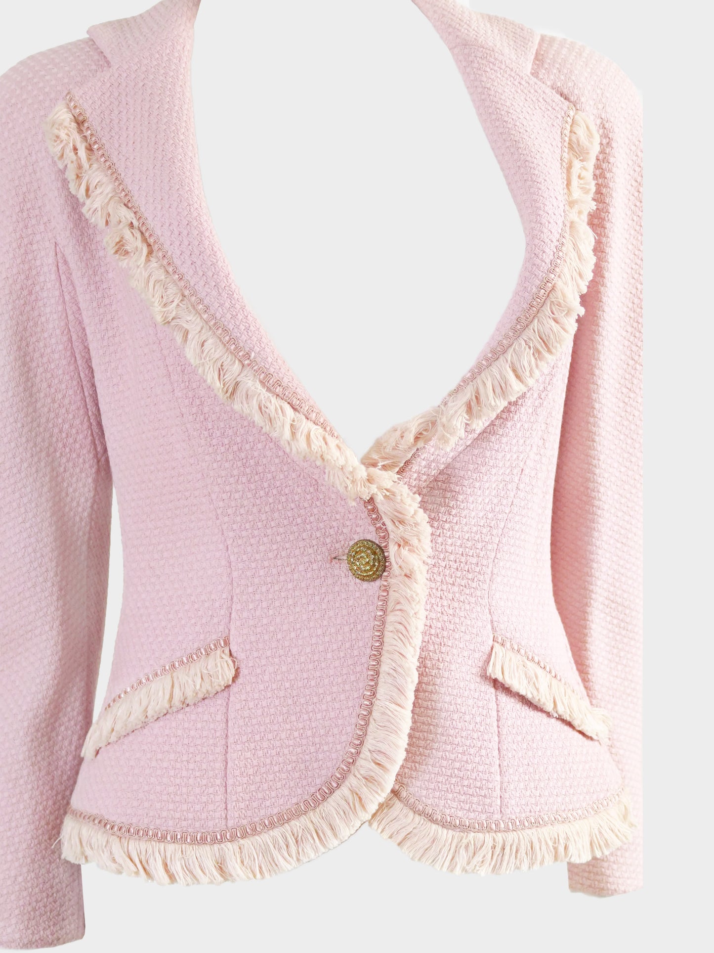 Christian Dior FW 1997 Runway Pink Tweed Fringe Jacket