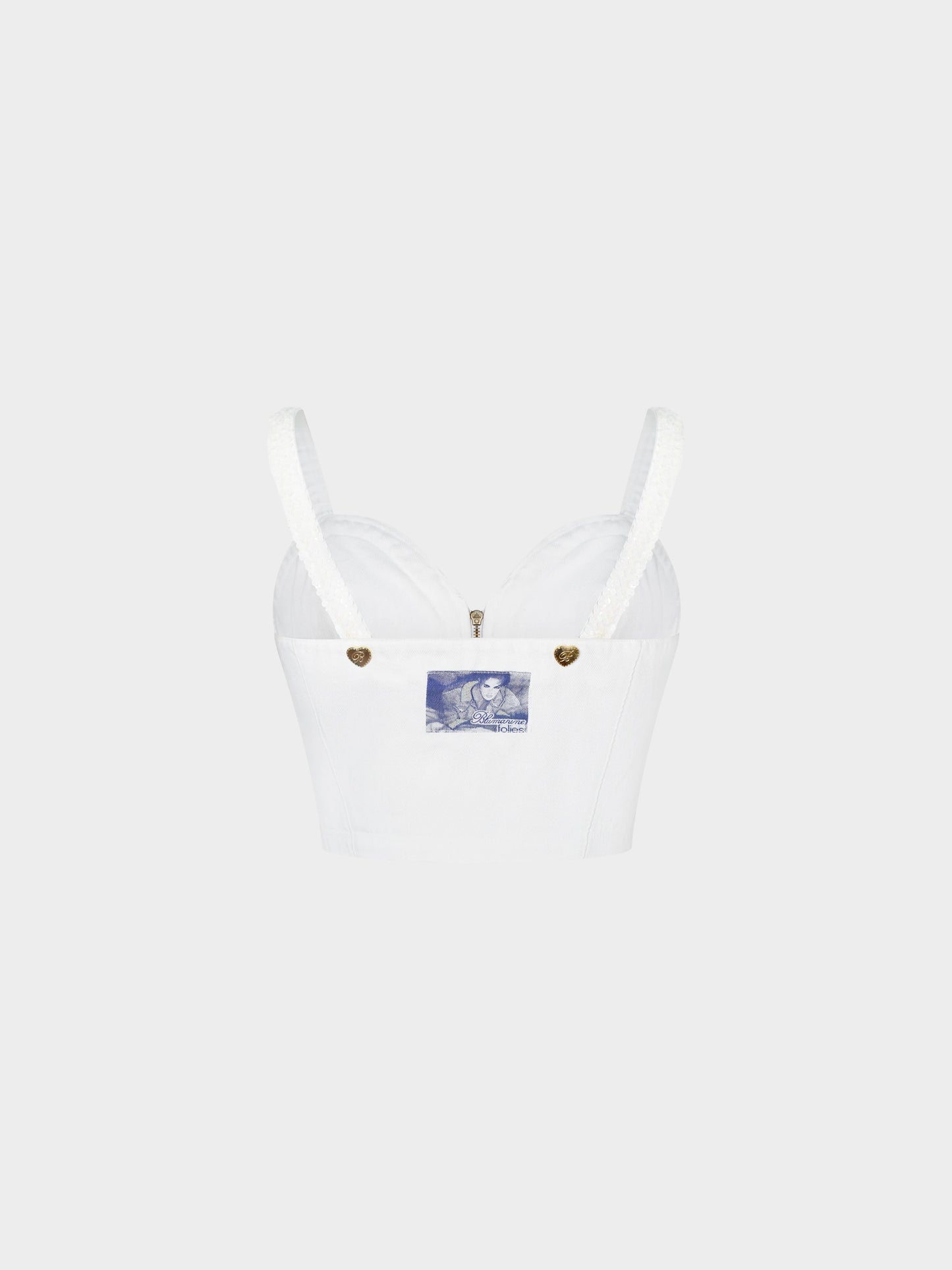 Blumarine 2000s White Sequin Bustier Top