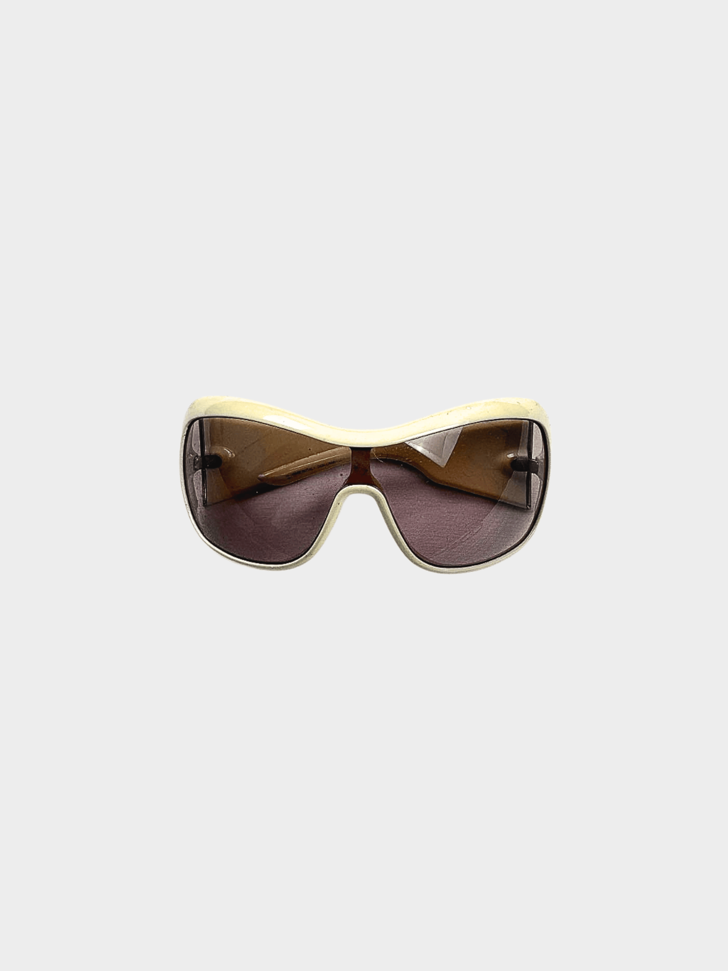 Christian Dior 2000s Cream Cannage Logo Rectangle Sunglasses