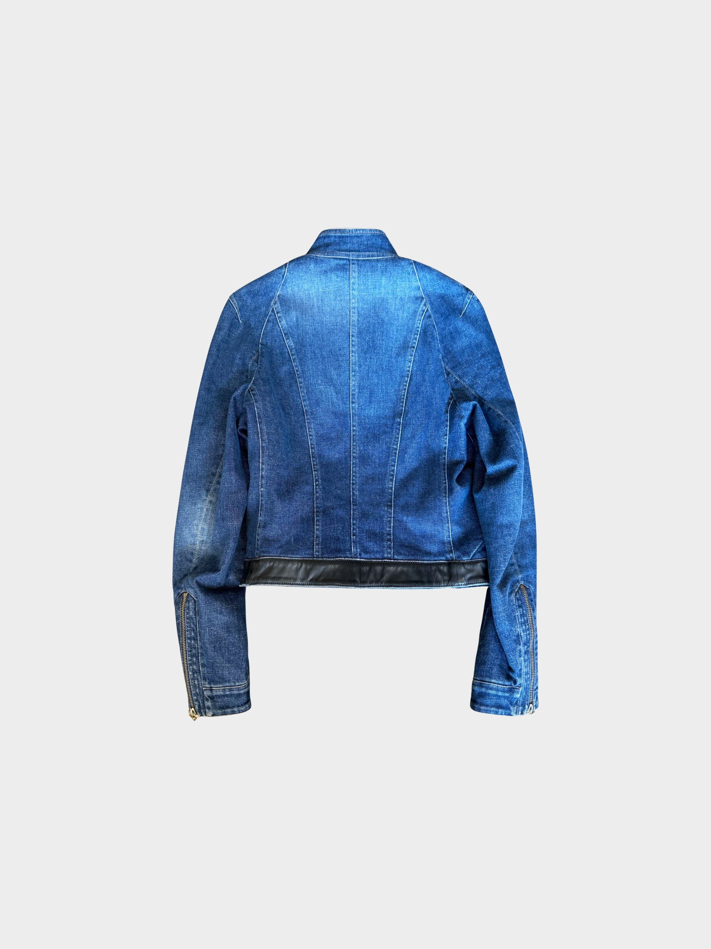 Roberto Cavalli 2000s Denim Belted Zip Jacket