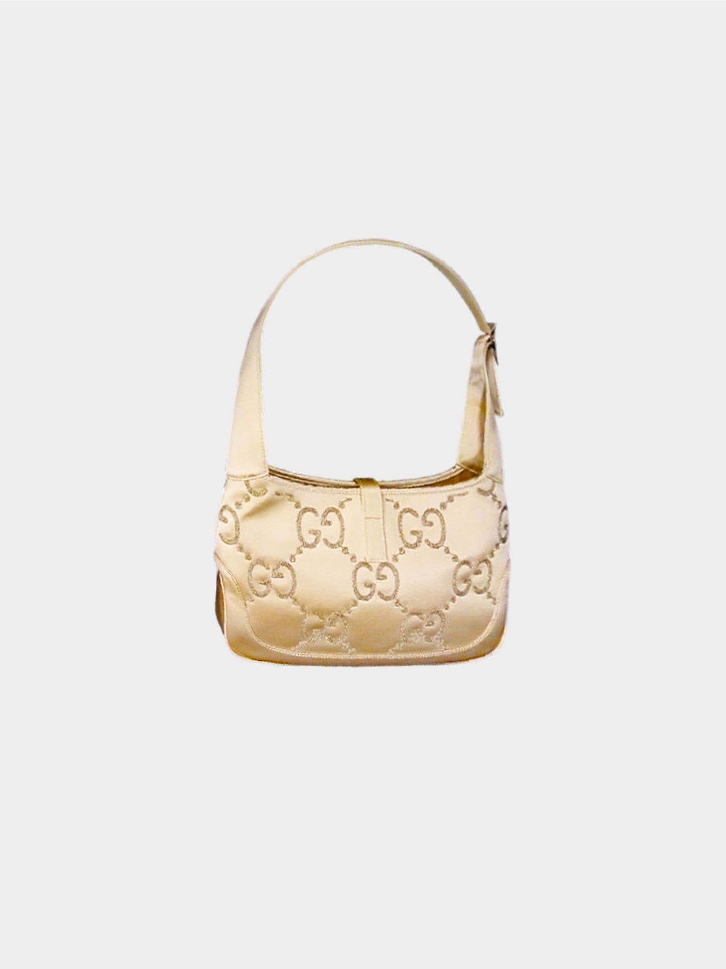 Gucci 2000s Rare Beige Satin Monogram Jackie Handbag
