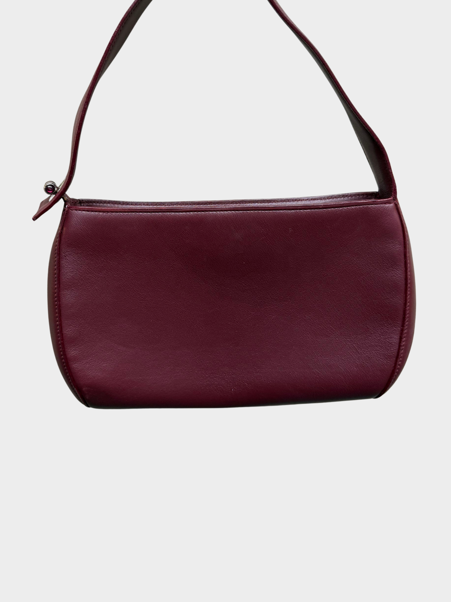 Cartier 2000s Bordeaux Calfskin Cabochon Shoulder Bag