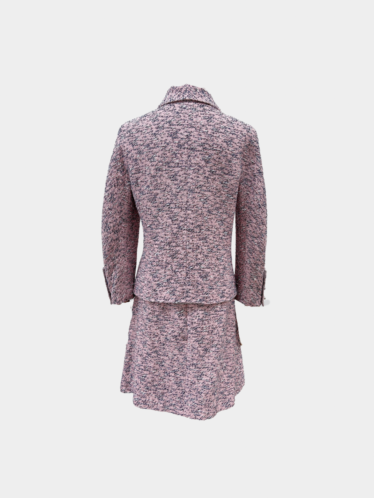 Chanel 2011 Pink Black Tweed Skirt Suit