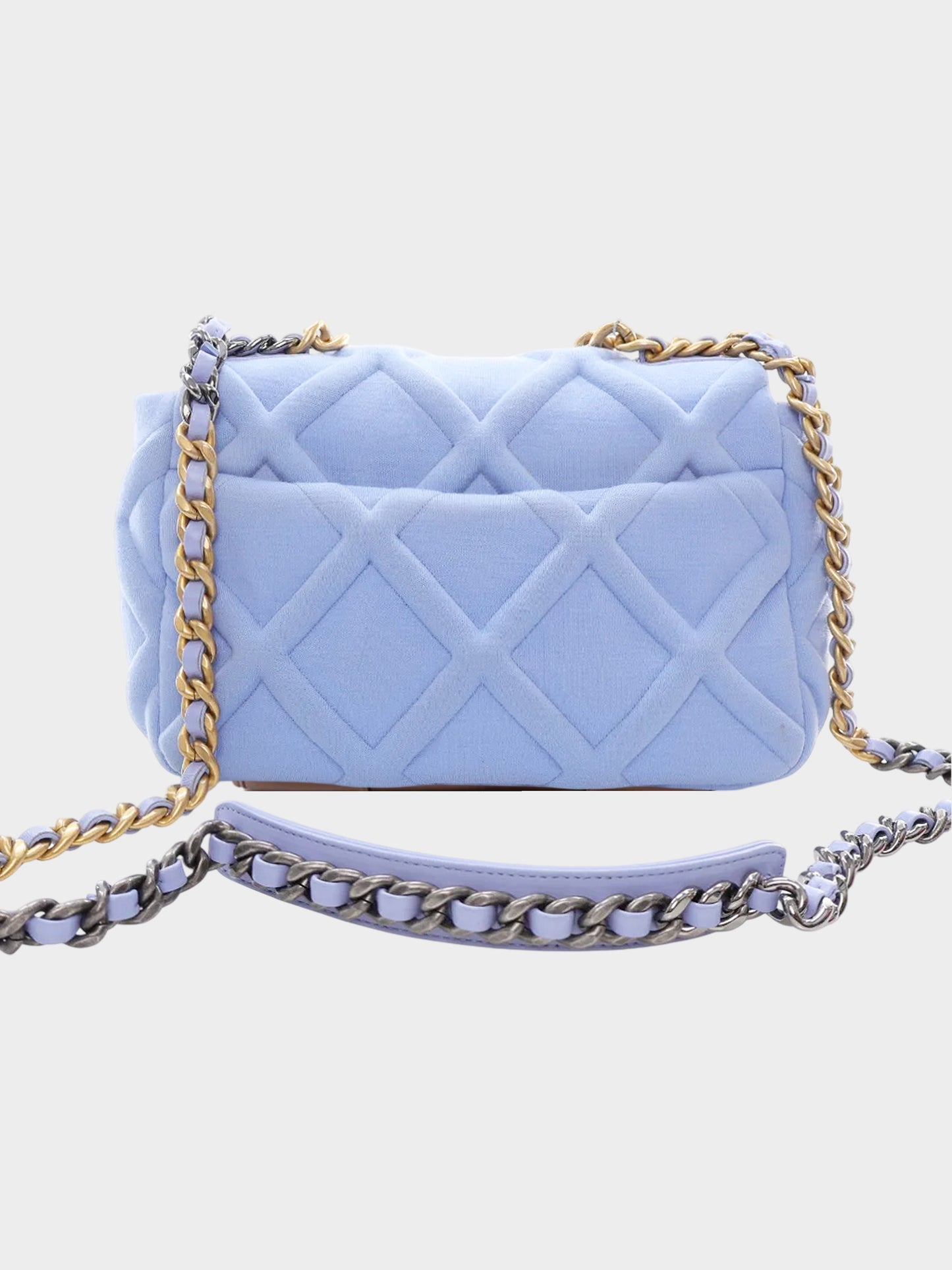 Chanel 2020 Blue Jersey Quilted Medium  19' Flap Bag