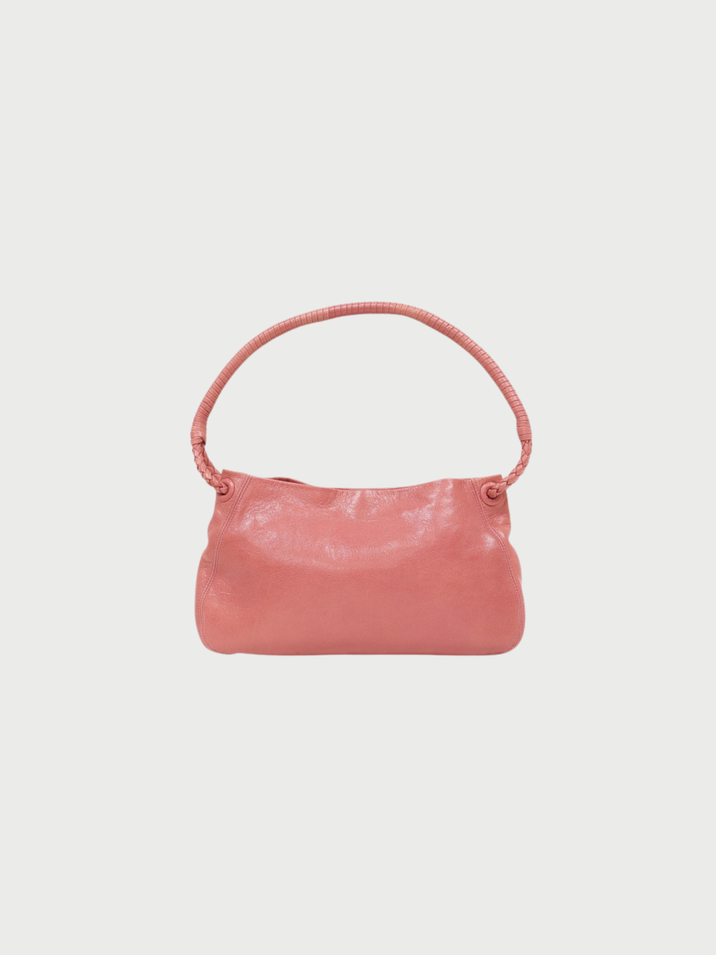 Bottega Veneta 2000s Pink Leather Logo Embossed One-Shoulder Bag