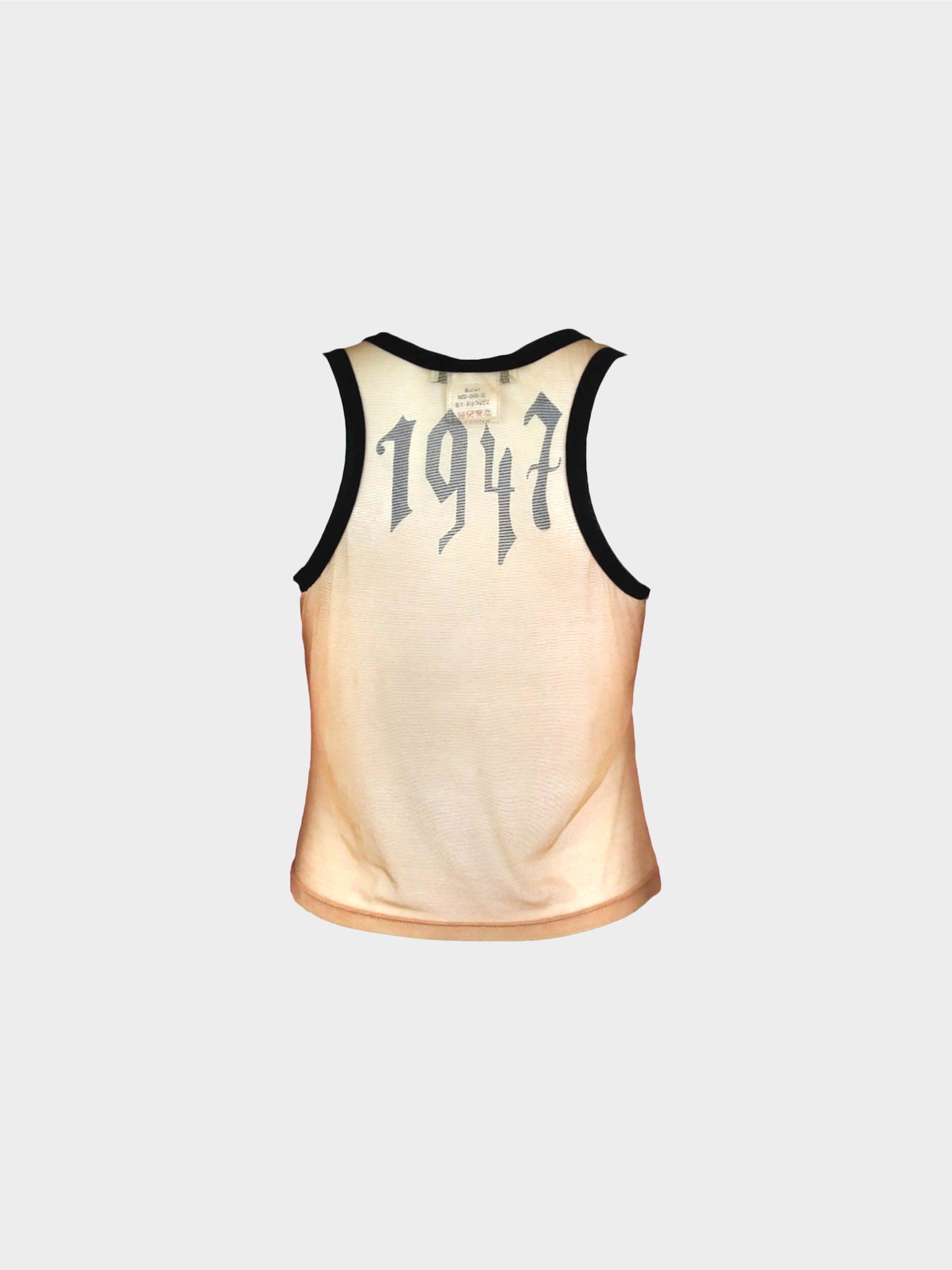 Christian Dior Spring 2002 Beige Mesh Gothic Letter 1947 Tank