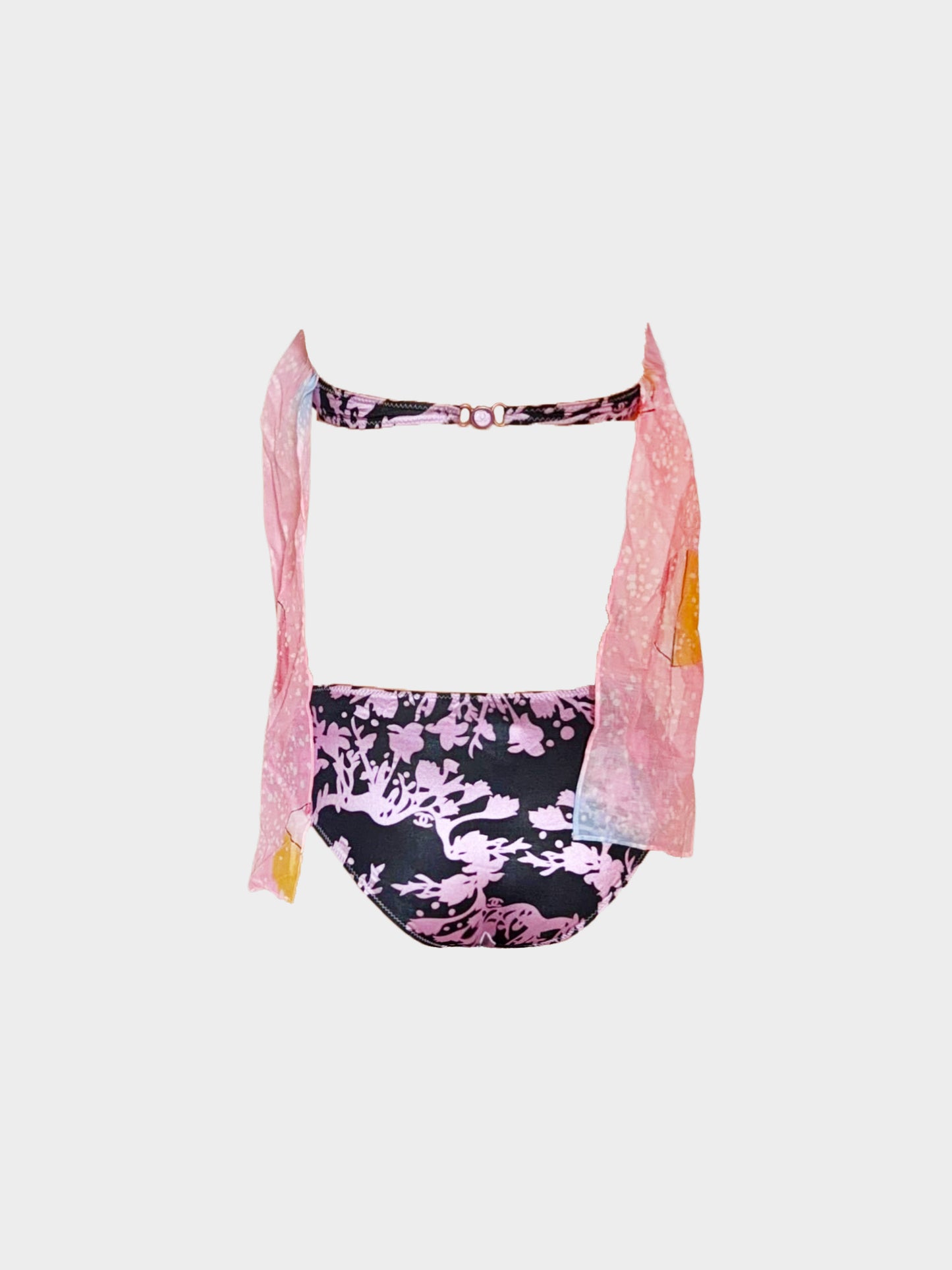 Chanel SS 2005 Karl Lagerfeld Rare Black and Pink Floral Bikini and Terrycloth Cropped Blazer Set
