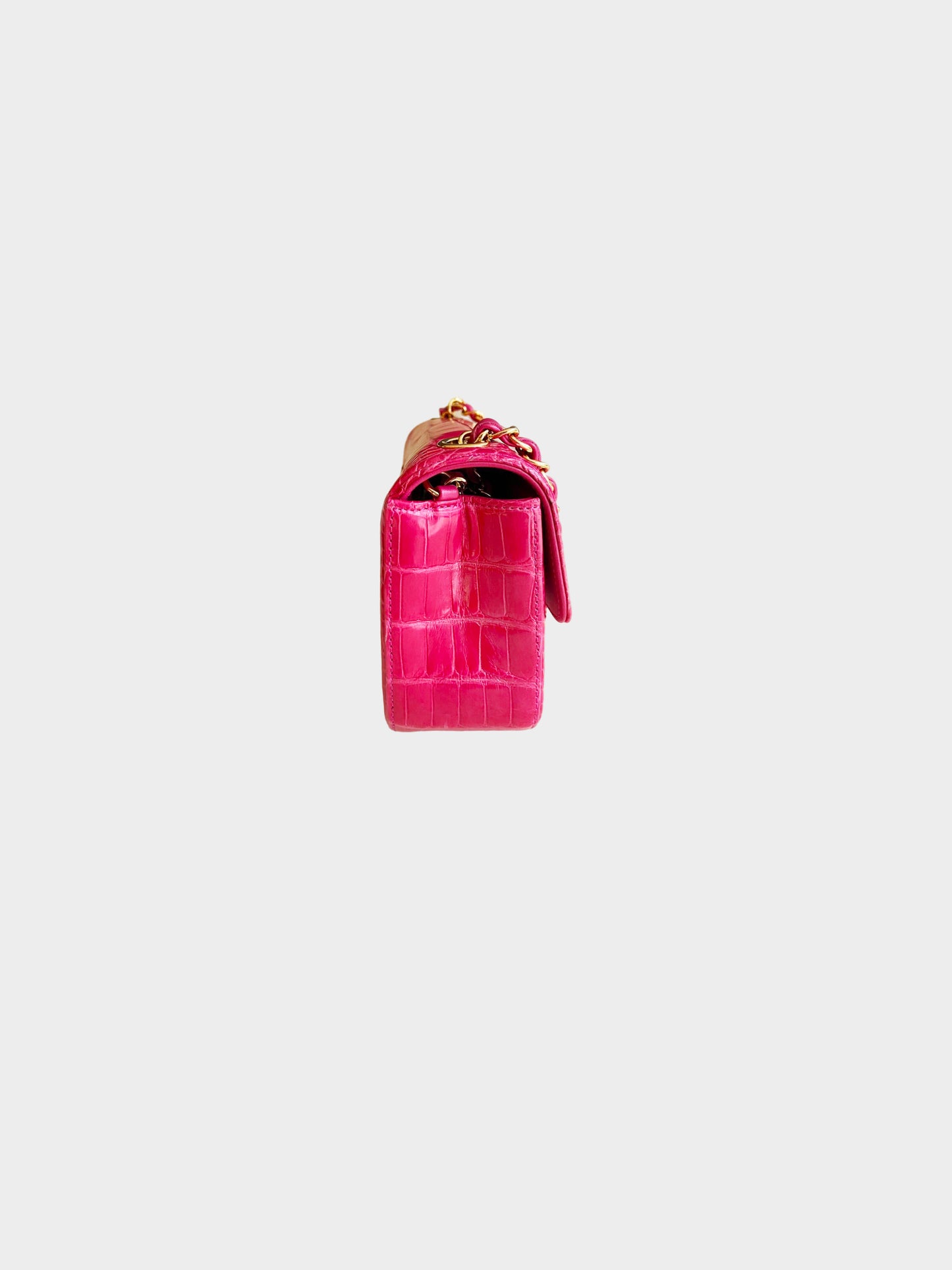 Chanel 2015 Pink Alligator Classic Single Flap Bag