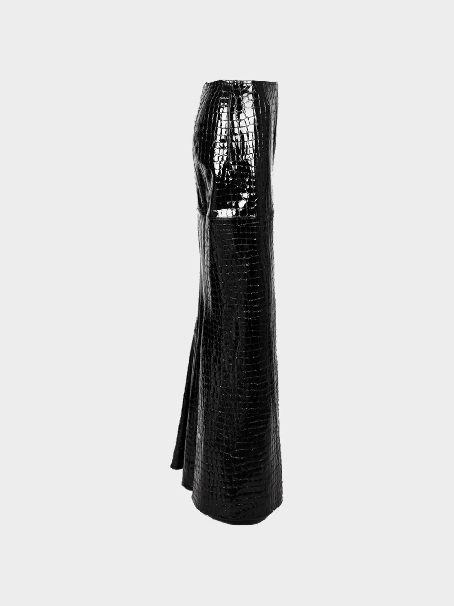 Azzedine Alaïa 2011 Black Crocodile-embossed Leather Skirt