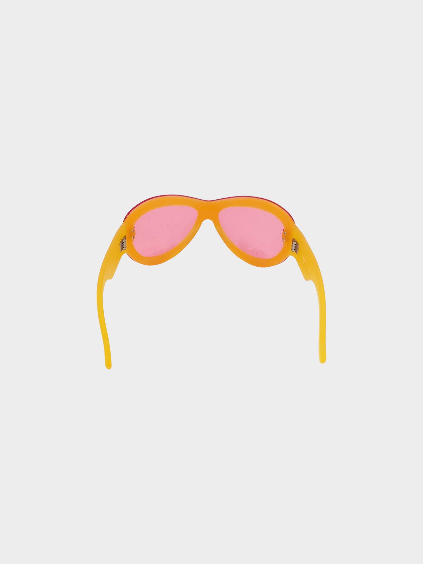 Chanel Early 2000s Pink and Yellow CC Round Sunglasses