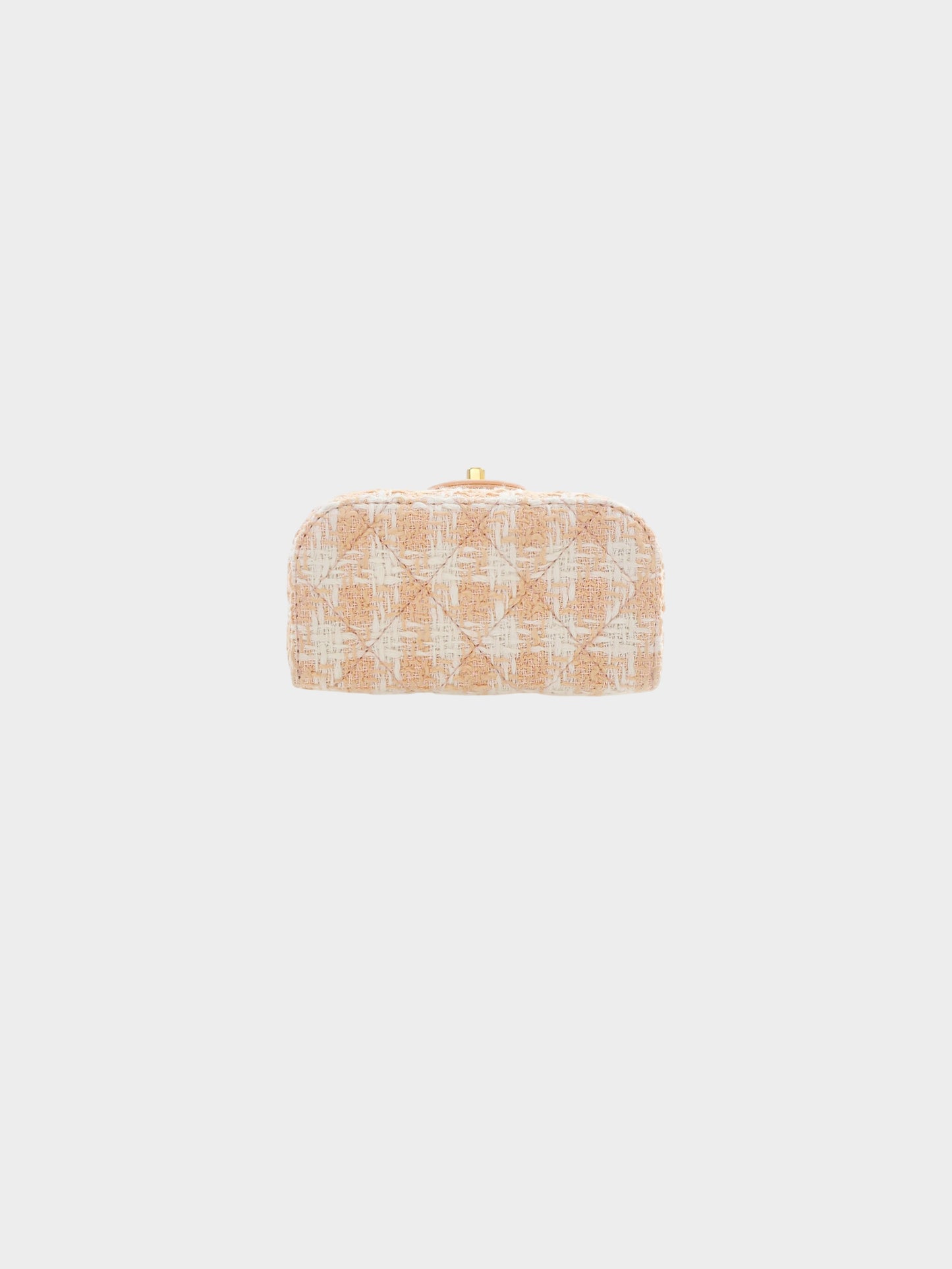 Chanel 2020s Pink and White Quilted Tweed Mini Top Handle Flap Bag