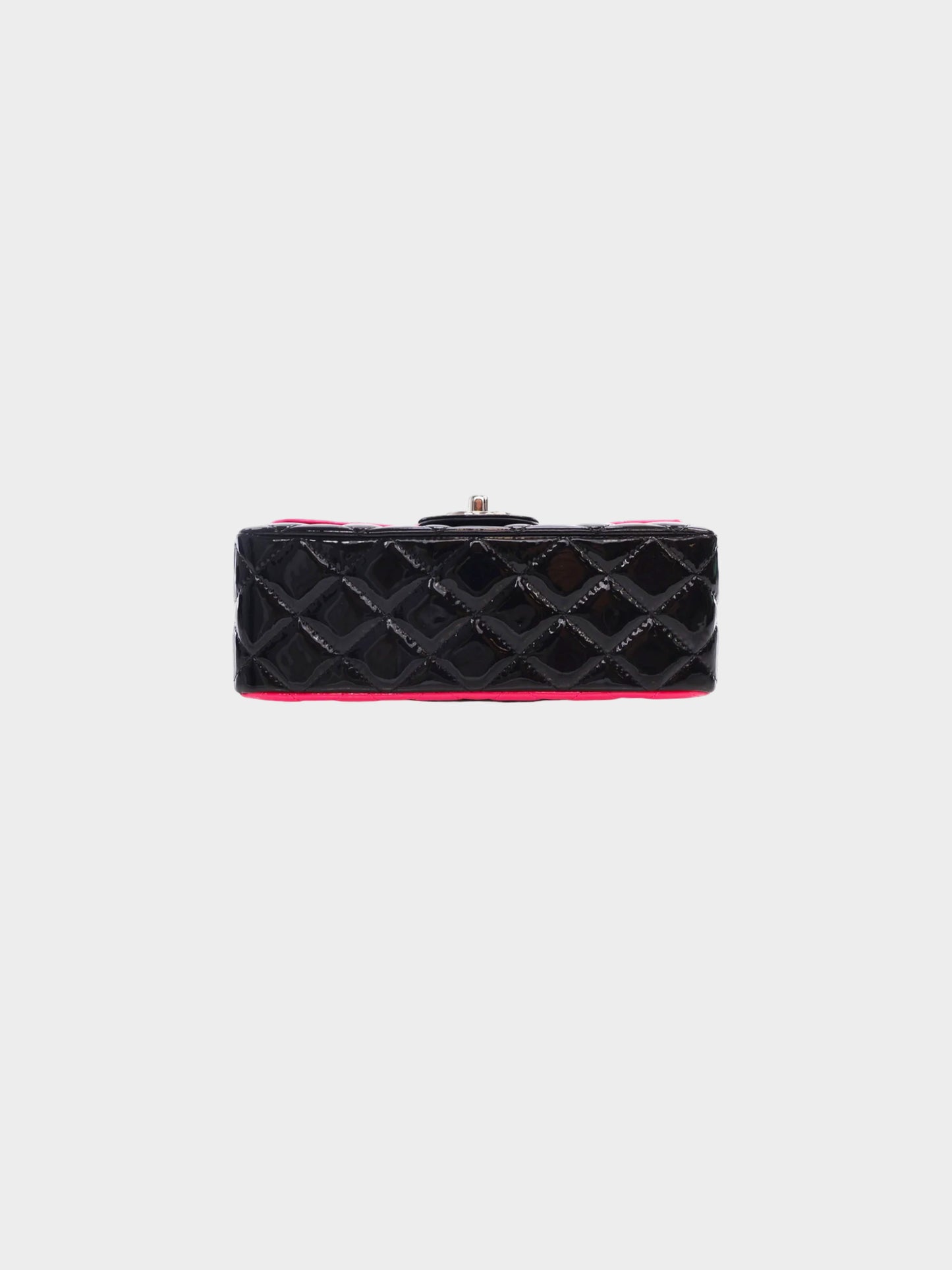 Chanel 2020 Black and Pink Patent Leather Mini Flap Bag