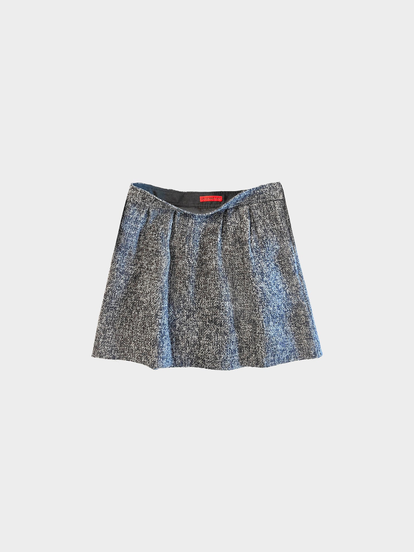 Vivienne Tam 2000s Grey and Blue Tweed Jacket and Skirt Set