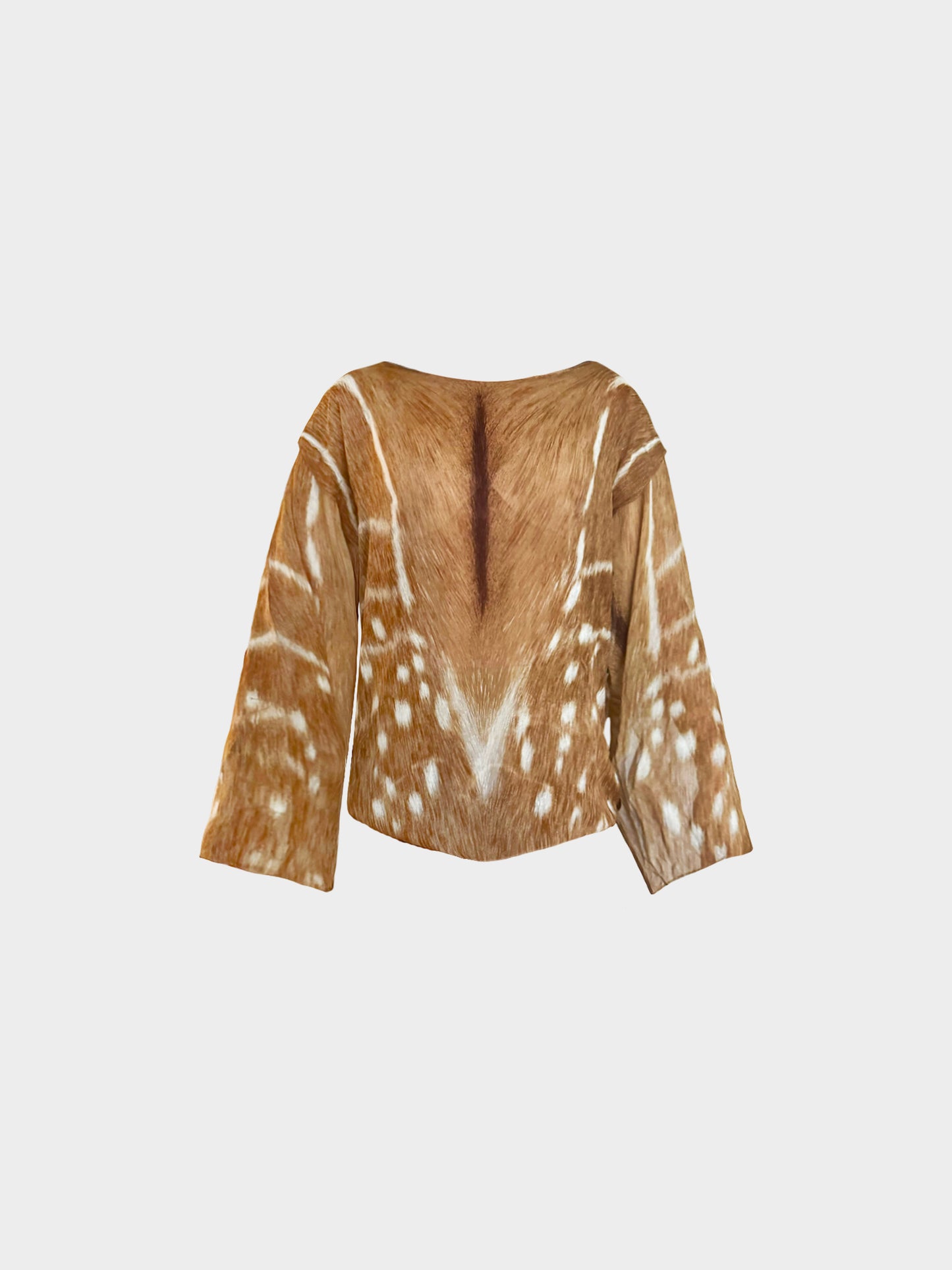 Yves Saint Laurent 2002 Brown Silk Deer Printed Top and Skirt Set