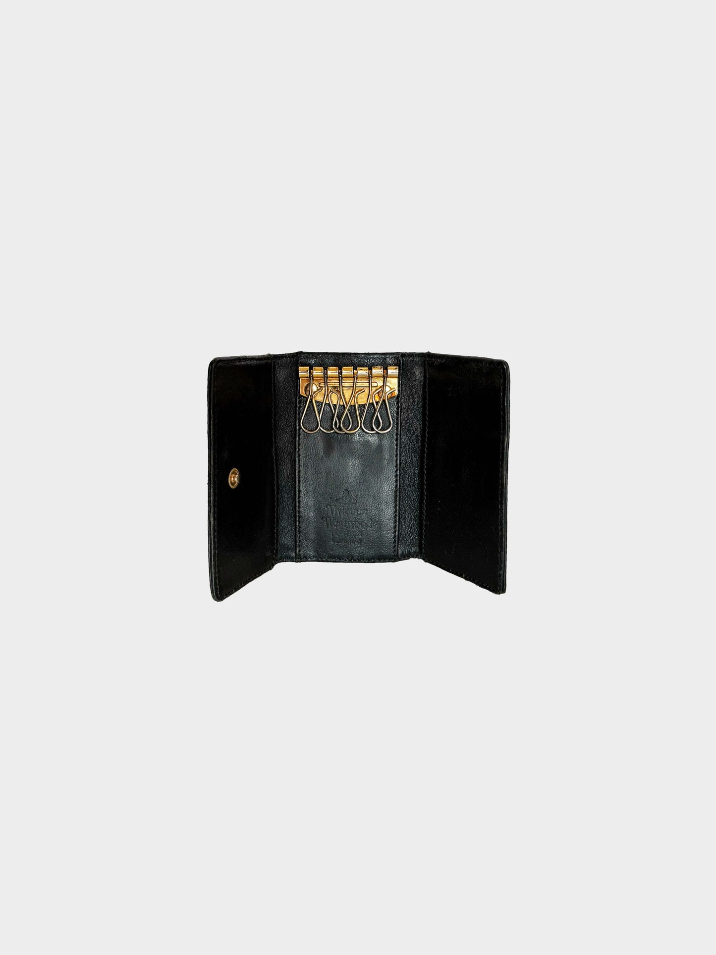 Vivienne Westwood 2000s Black Leather Orb Key Case