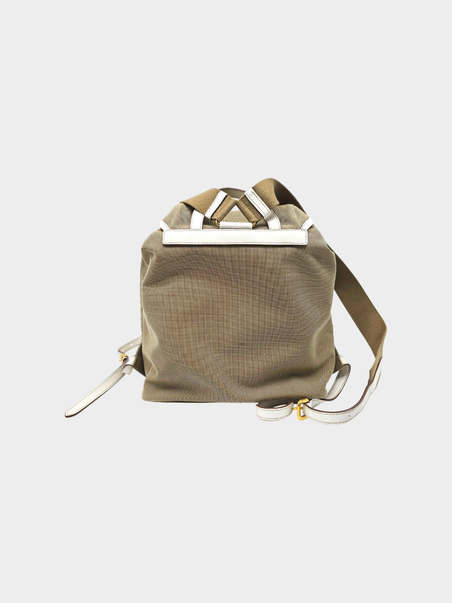 Prada 2000s Beige and White Canvas and Leather Backpack