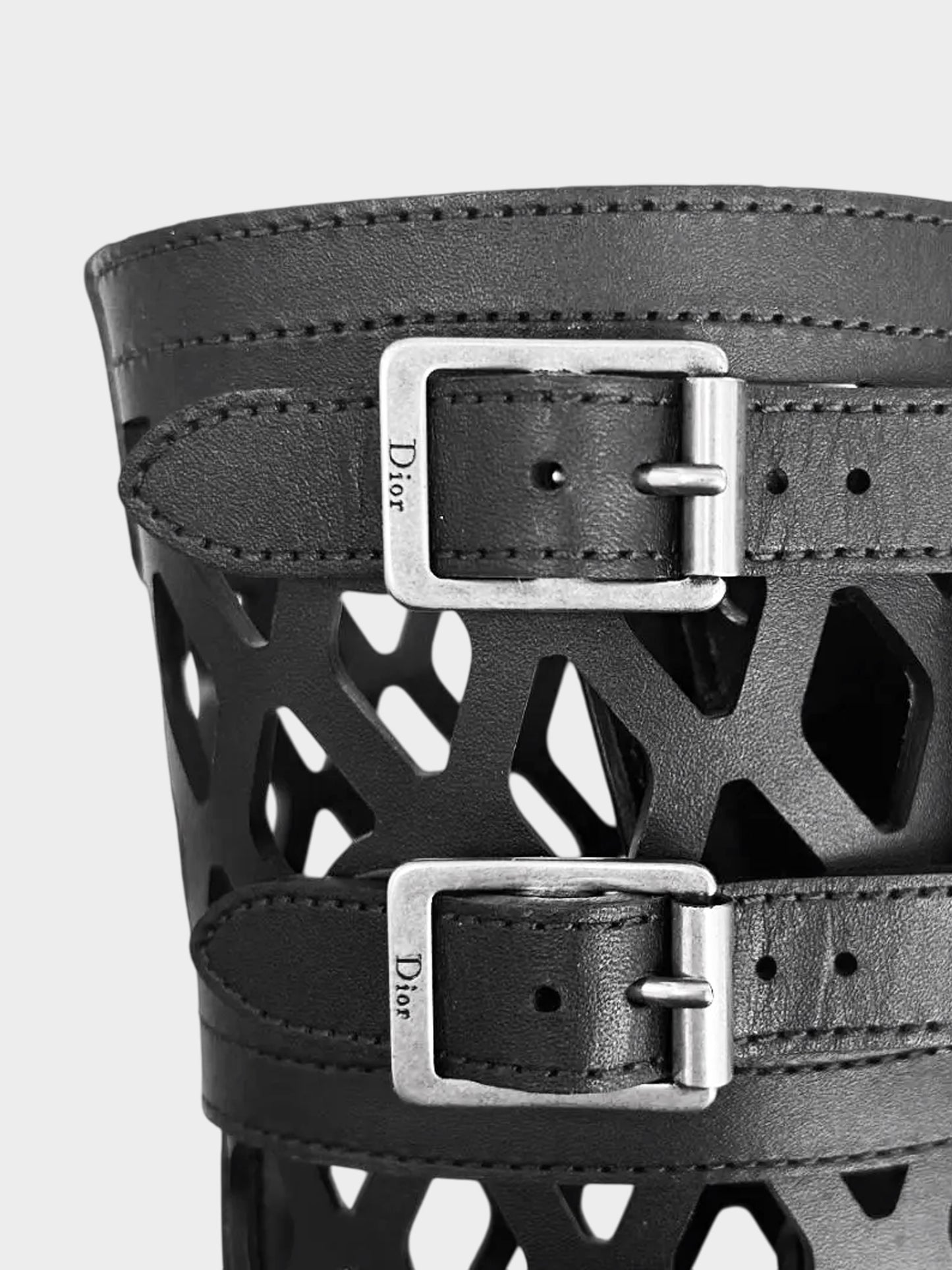 Christian Dior 2019 Black Laser Cut Leather Combat Boots