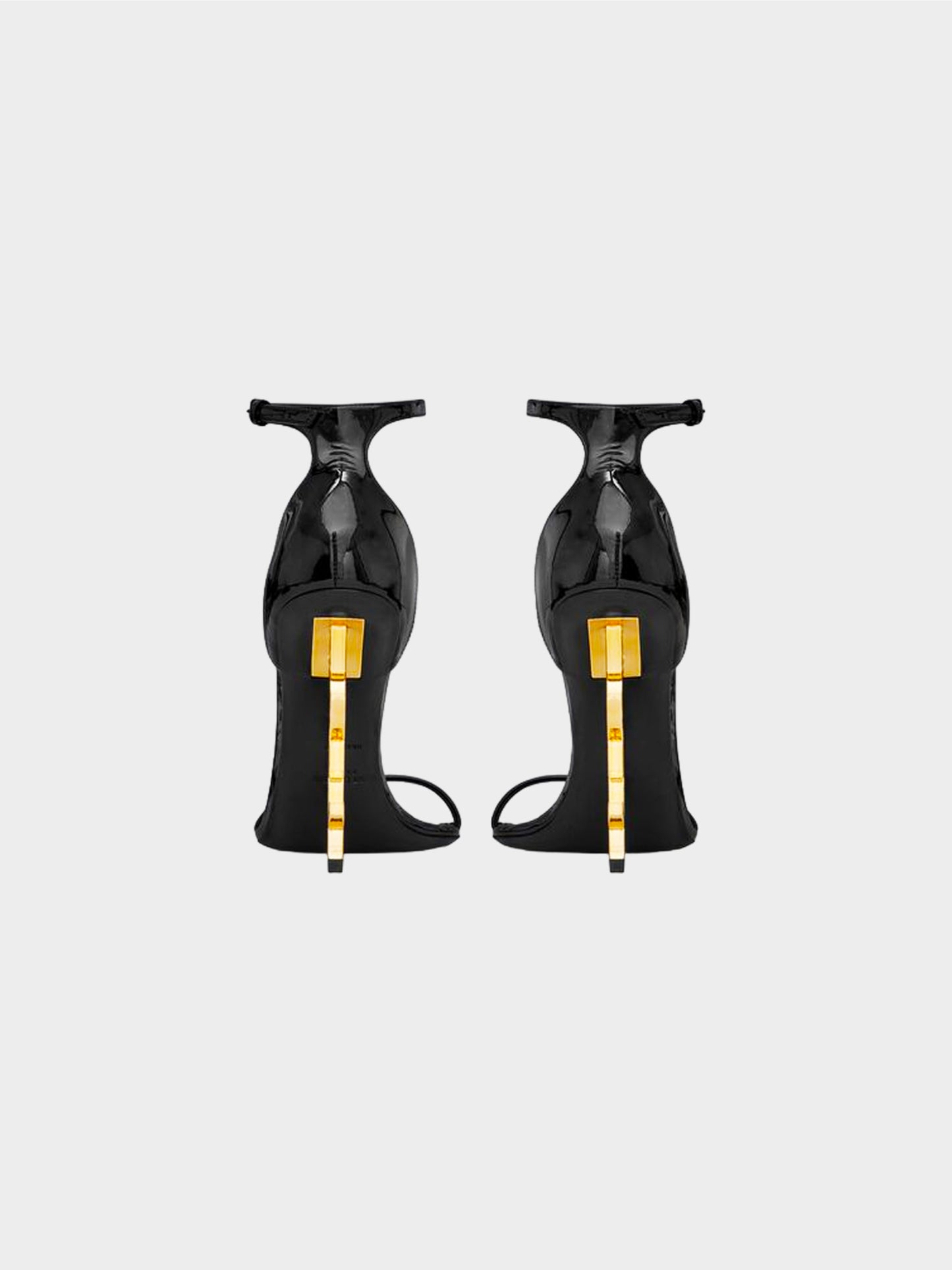 Saint Laurent 2020s Black and Gold Opyum Patent Sandals