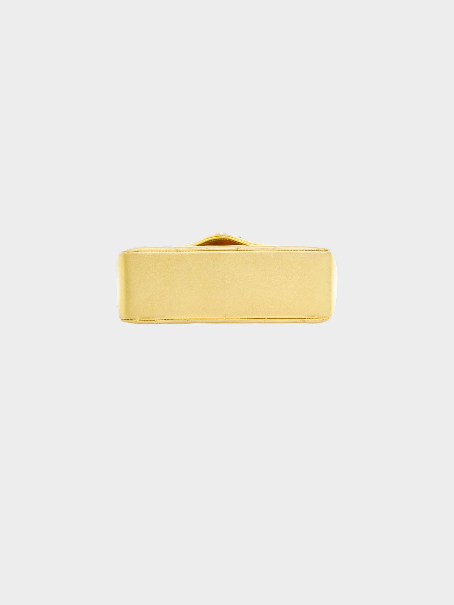 Chanel 1991-1994 Metallic Gold Chevron Stitch Bijoux Flap Bag