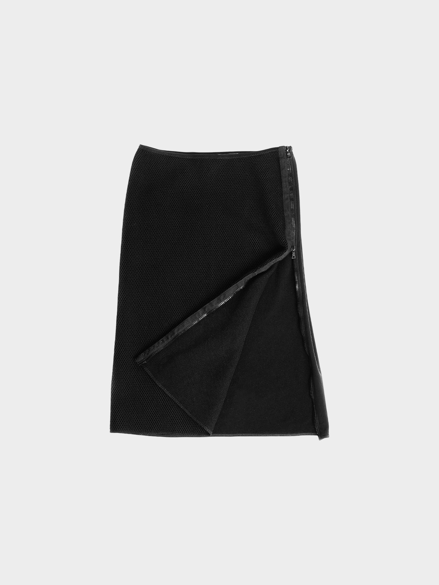 Prada FW 1999 Black Mesh and Wool Skirt