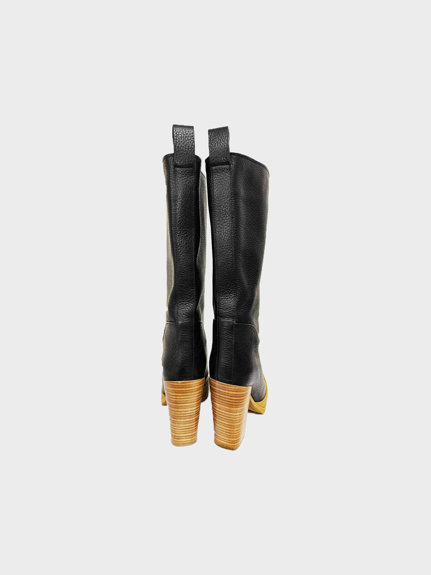Chloé 2010s Black Pebbled Leather Long Boots