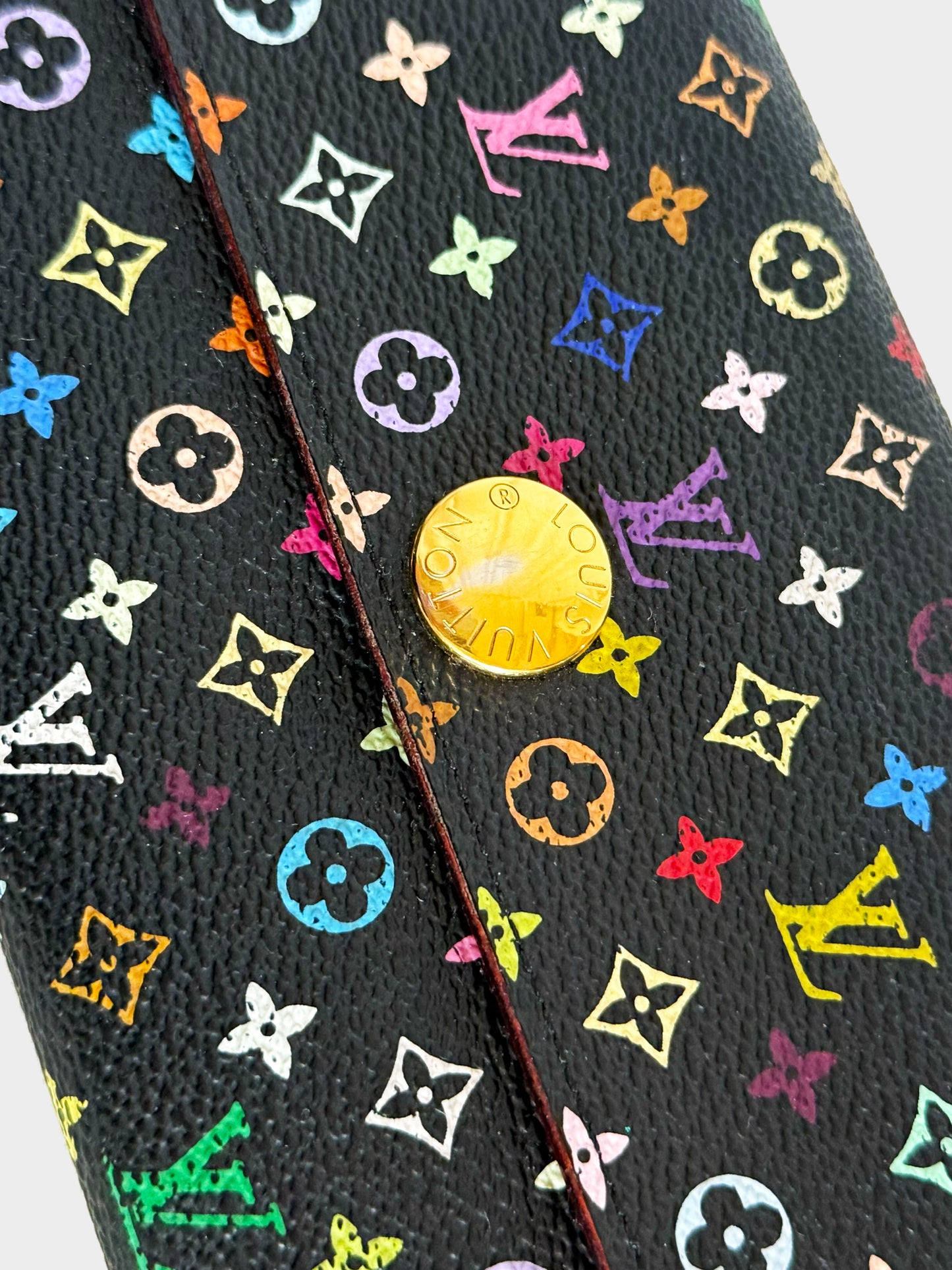 Louis Vuitton Early 2010s Black and Multicolor Murakami Long Wallet