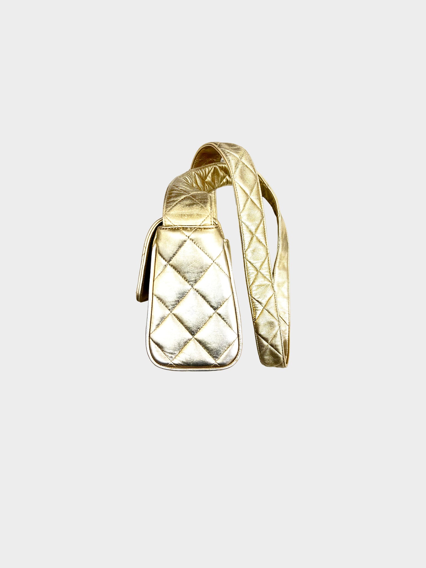 Chanel 1992 Gold Quilted Flap Crossbody Bag