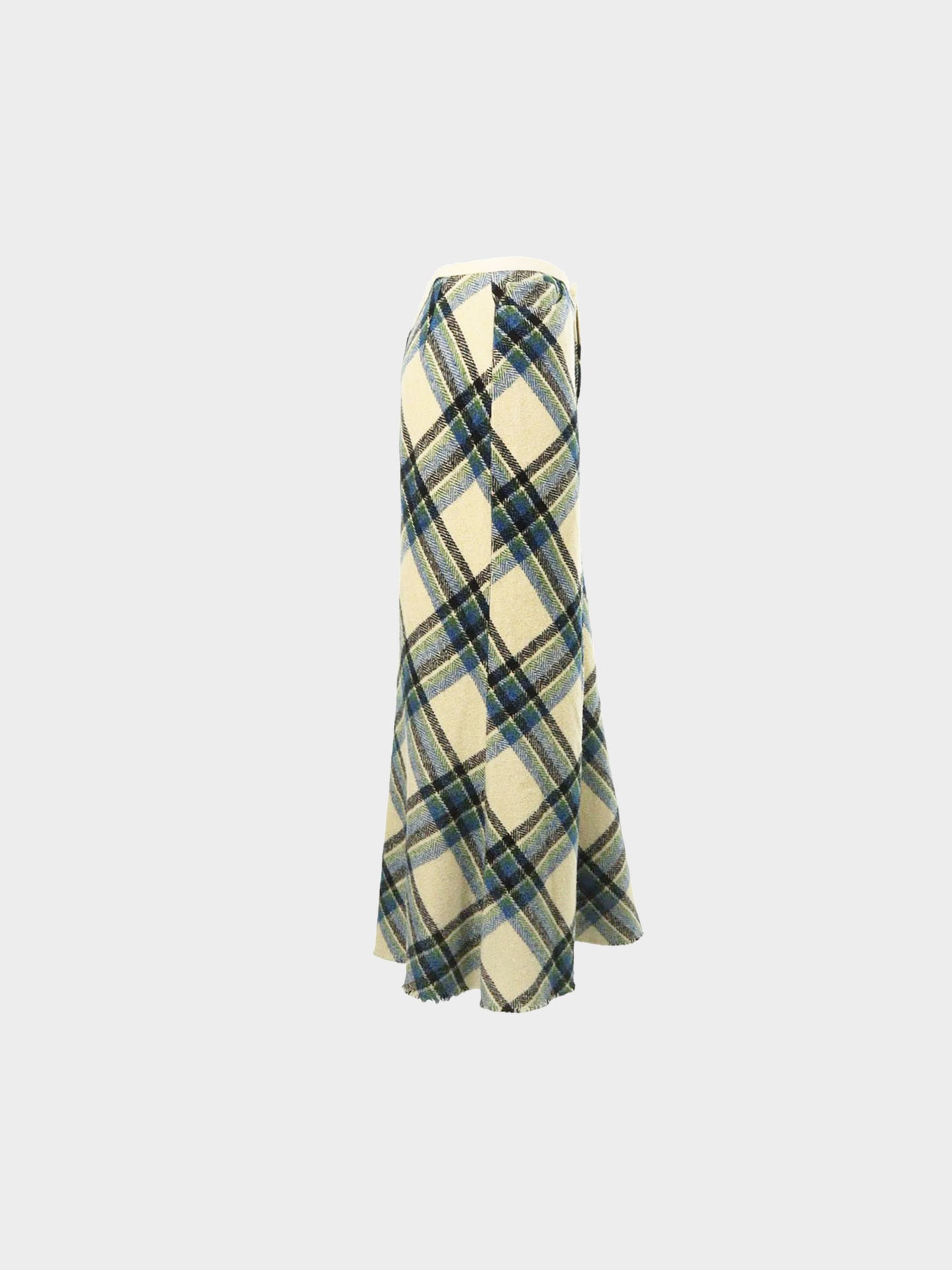 Junya Watanabe x CDG 1993 Blue and Beige Plaid Flare Long Skirt