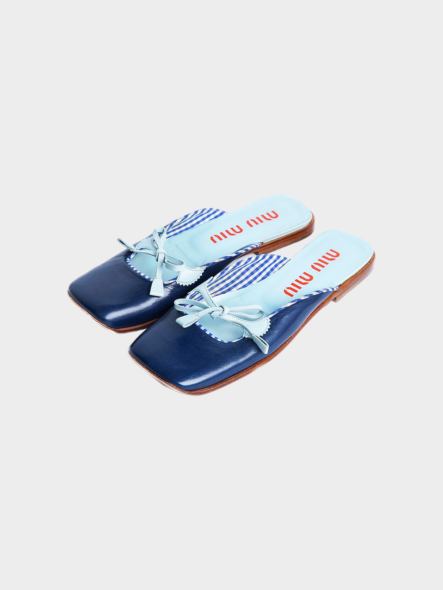 Miu Miu SS 2000 Blue Plaid Leather Flats