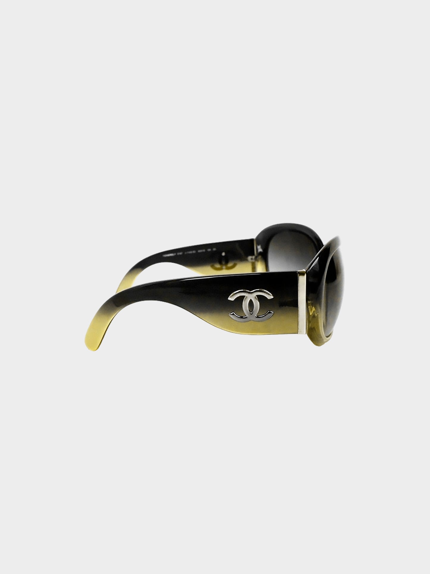 Chanel 2000s Green and Black Gradient Sunshine Oversized Sunglasses