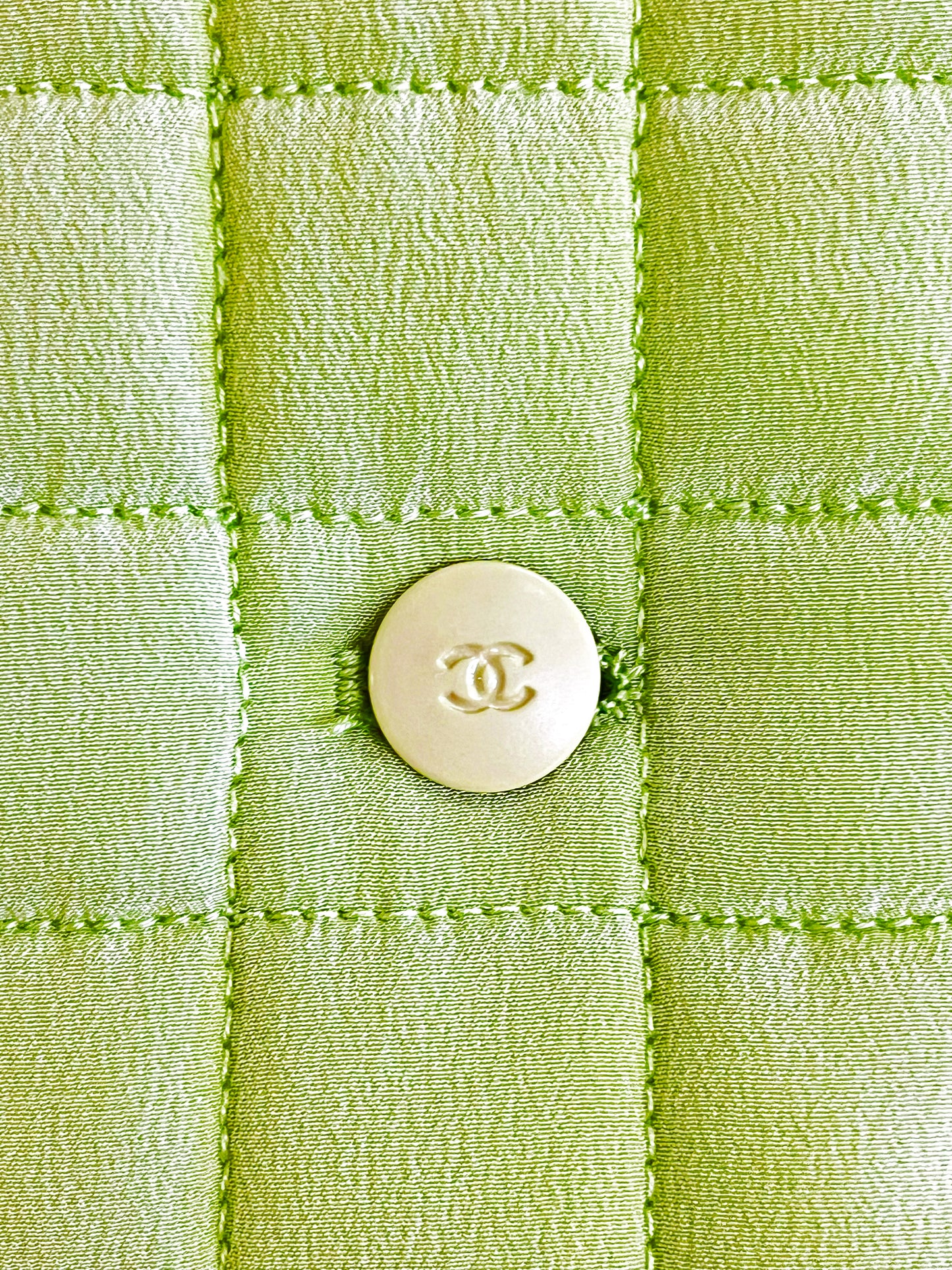 Chanel Spring 2000 Pastel Green Quilted Silk Vest