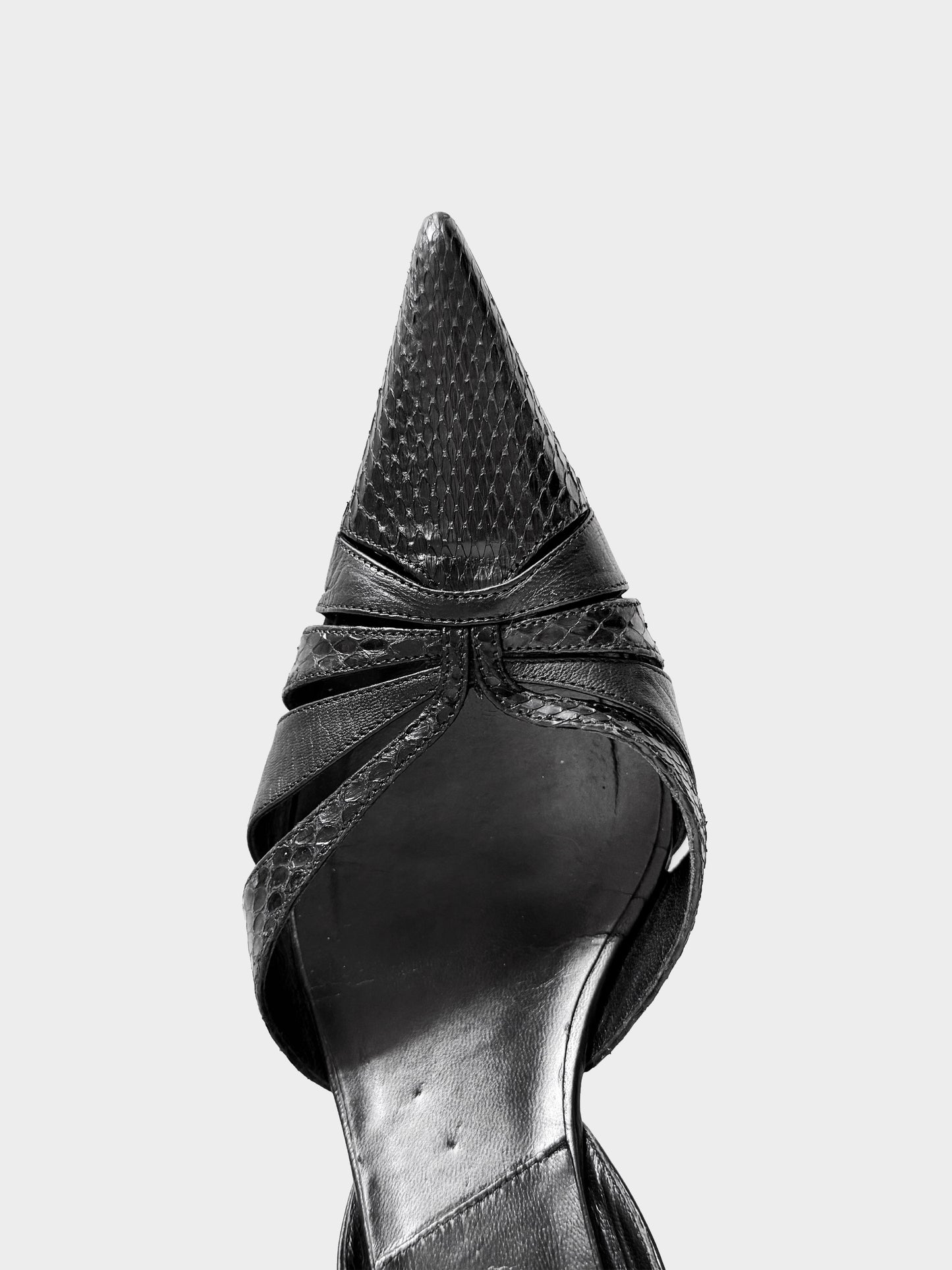 Christian Dior 2000s Black Snakeskin Leather Pointed Toe Pumps