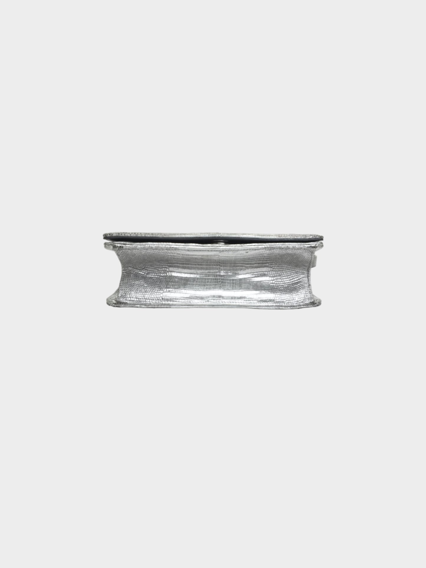 Christian Dior 2015 Metallic Silver Lizard Diorama Small Flap Bag