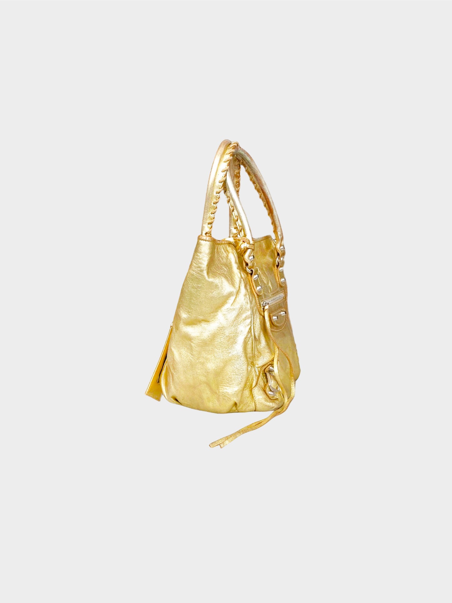 Balenciaga 2010s Metallic Gold Leather City Bag