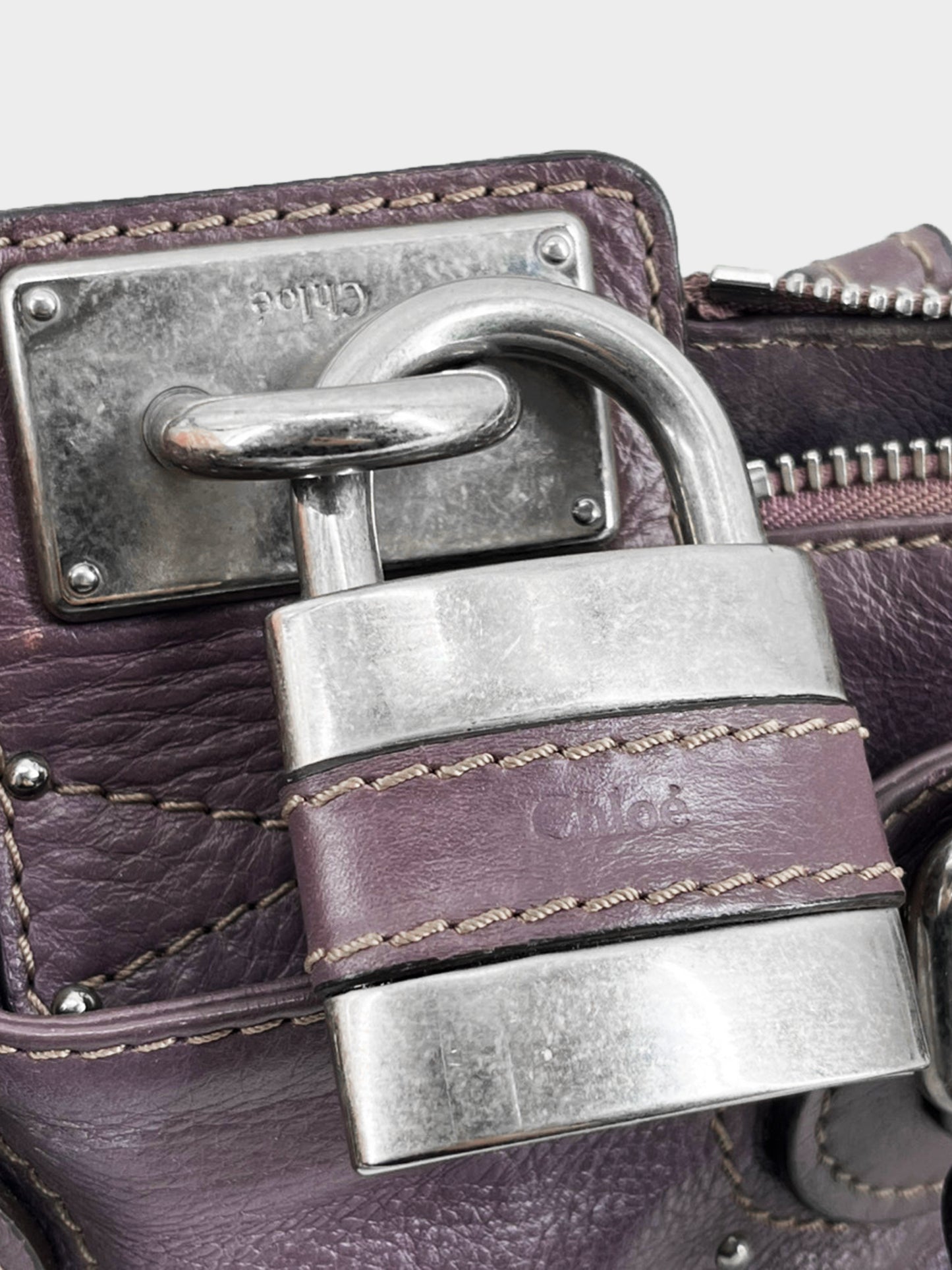 Chloe 2000s Purple Leather Paddington Bag