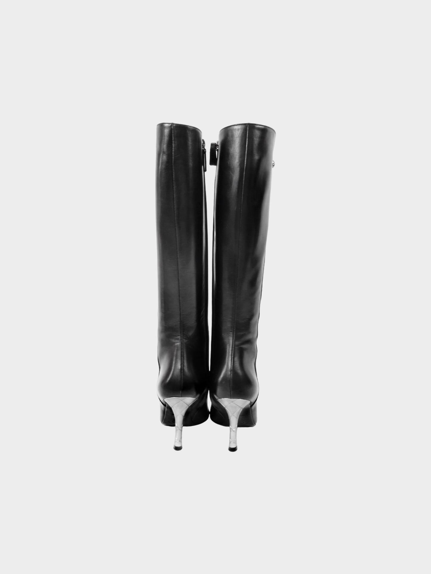 Chanel 2010s Black Leather Pointed Long Boots