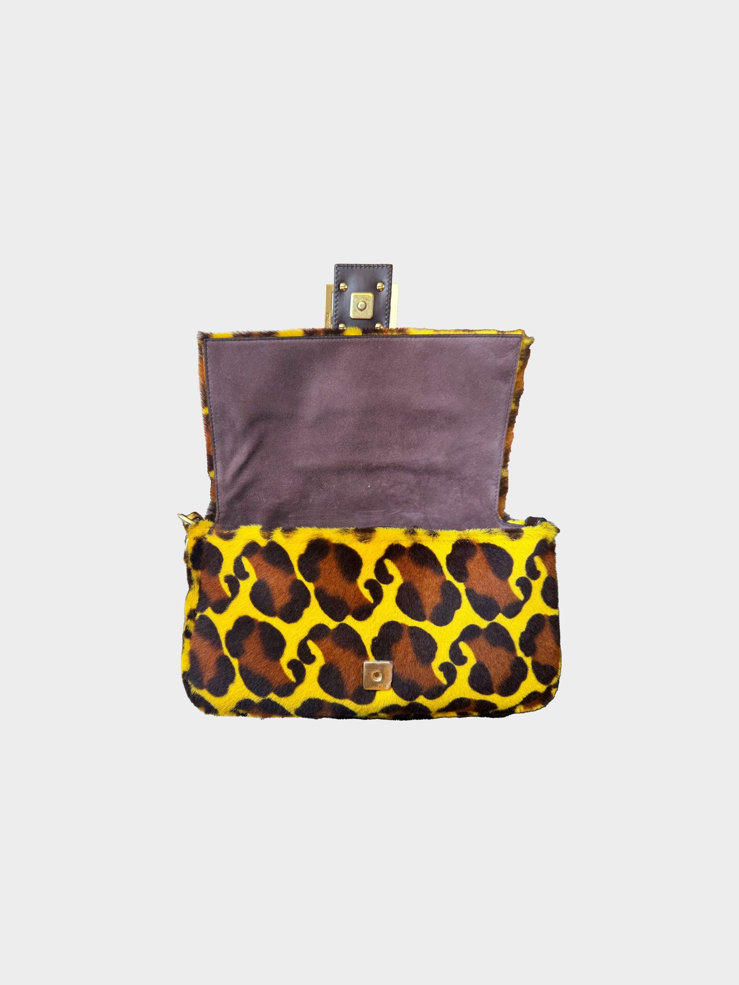 Fendi 2020 Yellow Pony Hair Cheetah Baguette