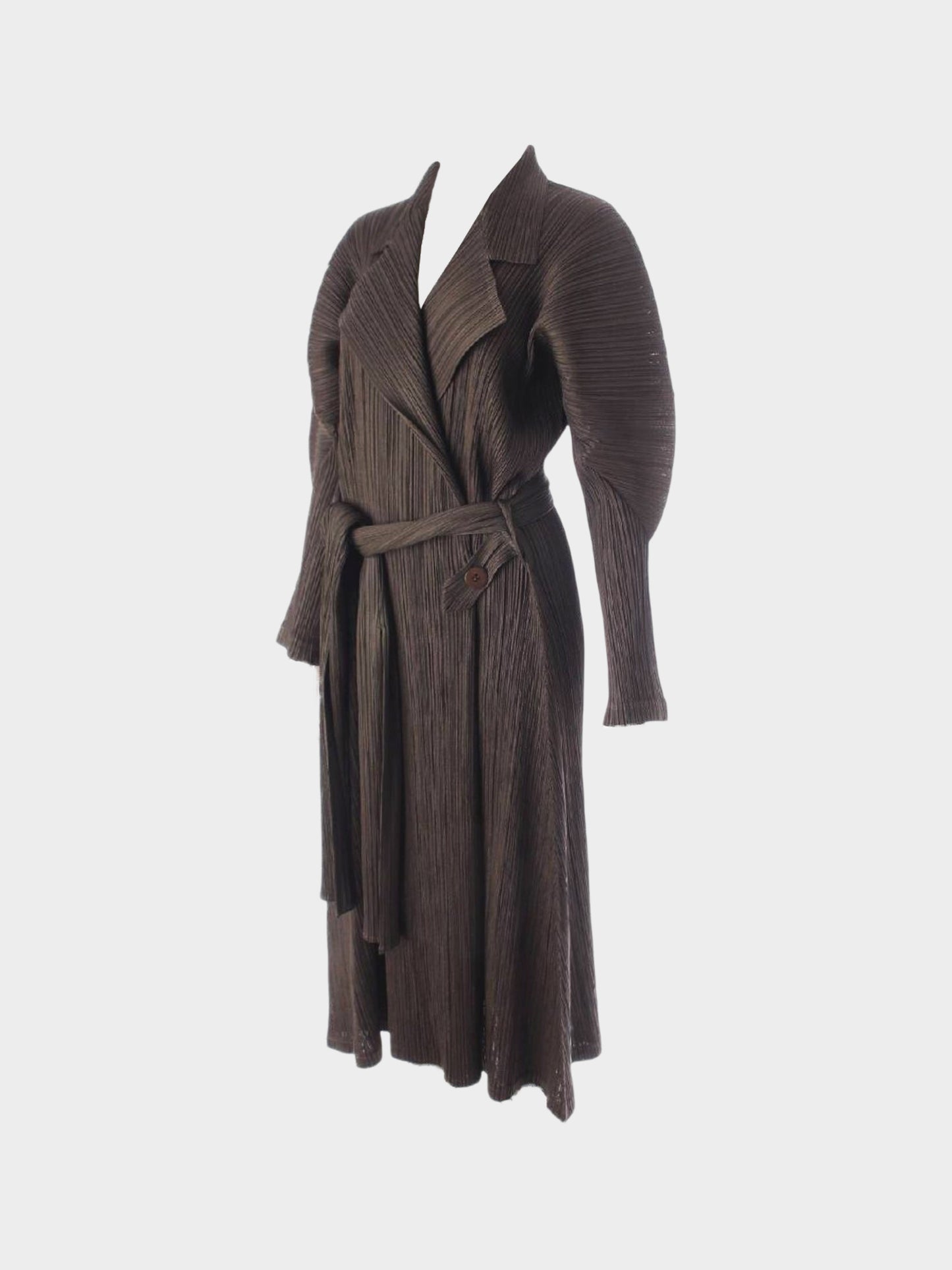 Issey Miyake Pleats Please Autumn 2012 Pleated Long Coat with Belt