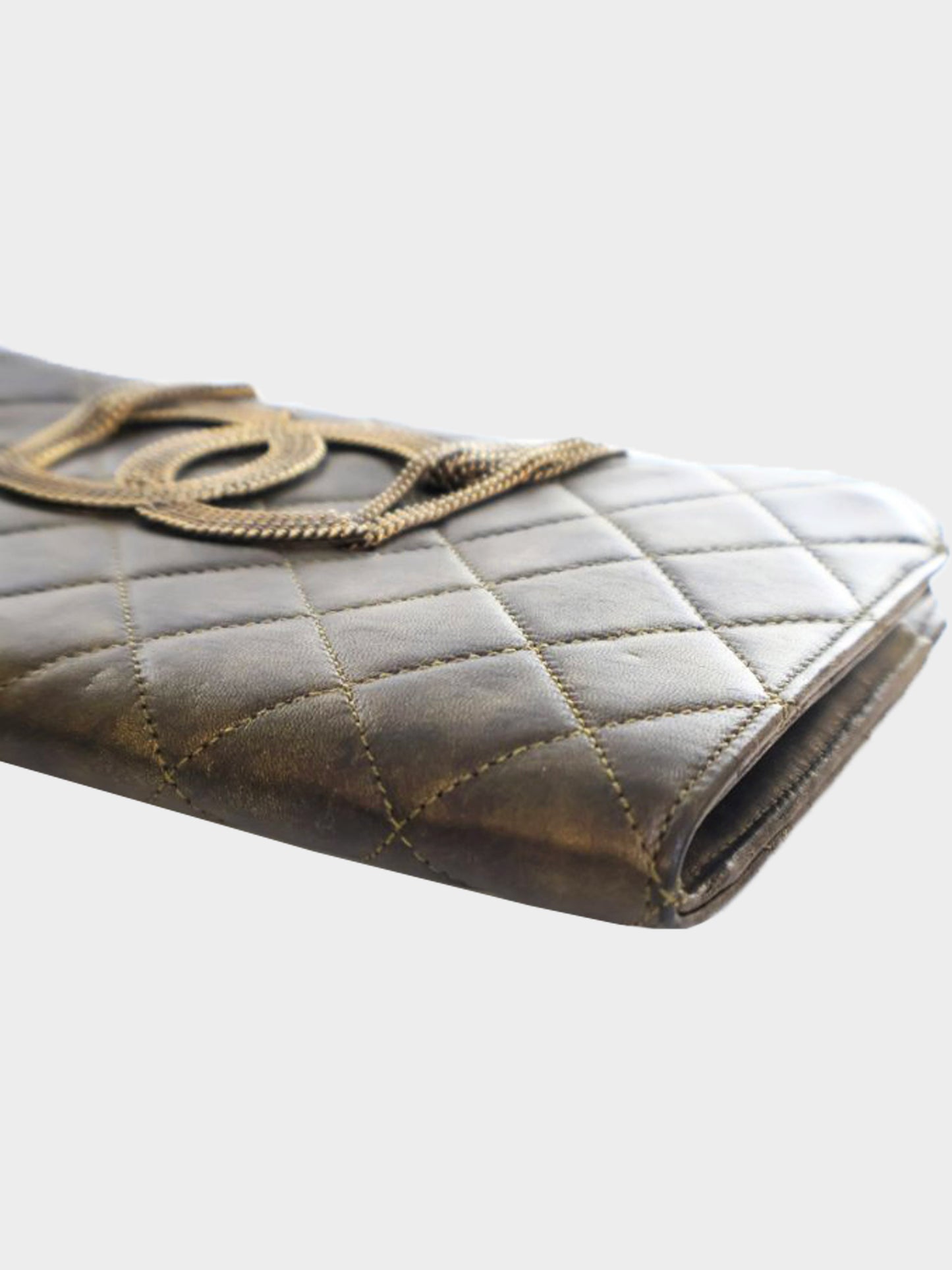 Chanel 2011 Black and Gold Lambskin CC Fringe Clutch