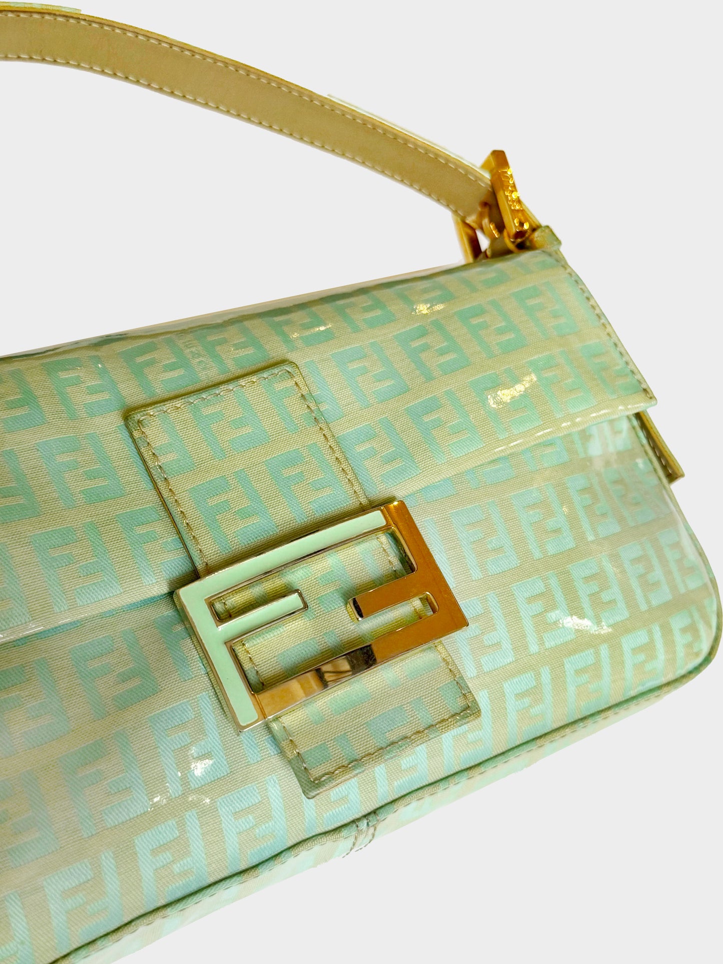 Fendi 2000s Mint Vinyl Zucchino Baguette
